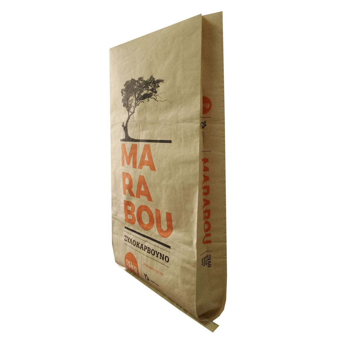 Kraft Paper Laminated PP Woven Marabou Charcoal bag 15kg