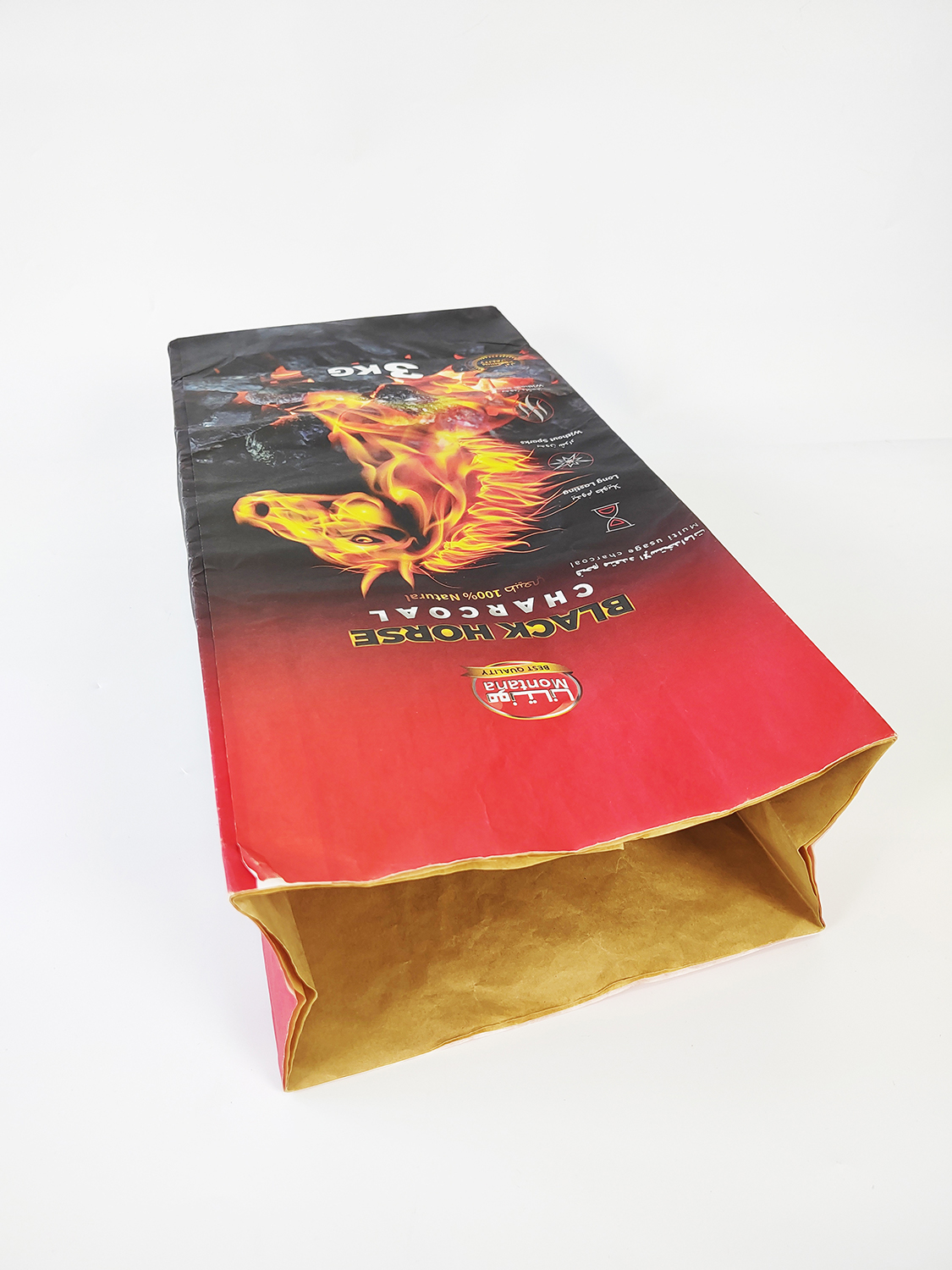 Heat Seal Kraft Paper Black Horse BBQ Charcoal bag 3kg