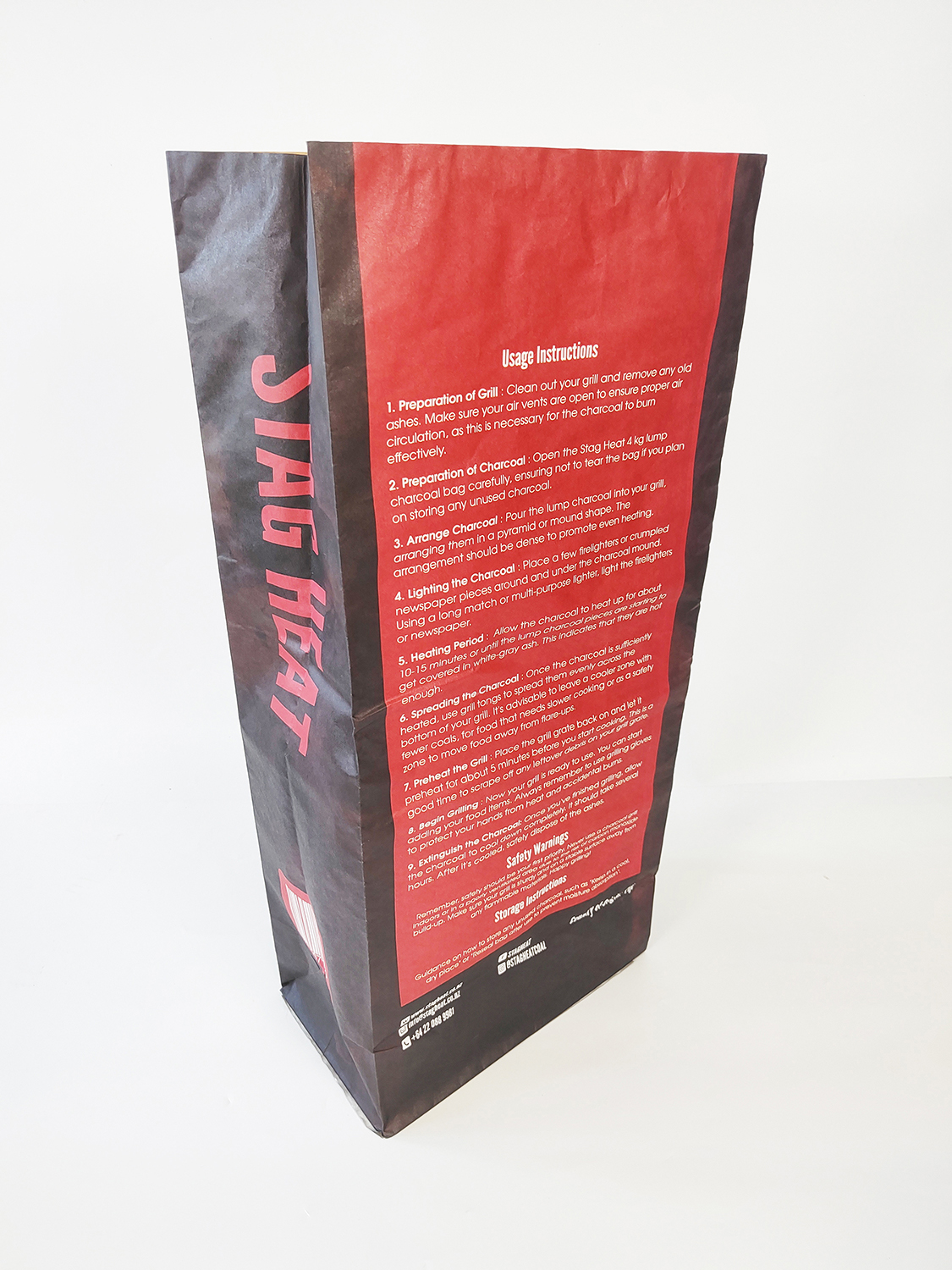 Stag Heat Kraft Paper BBQ Packaging 2 Ply Charcoal bag