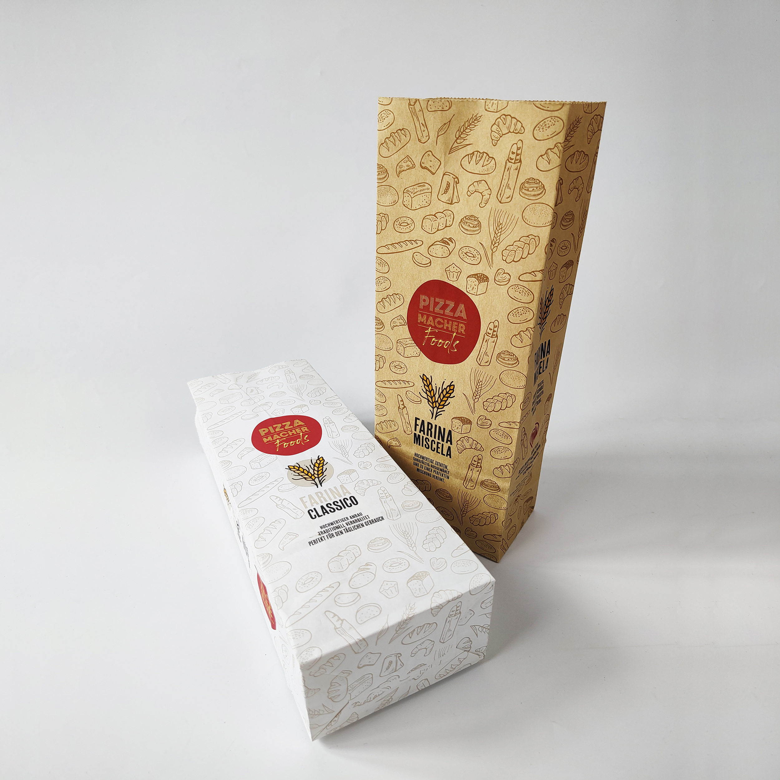 Bio-degradable Kraft Paper bag for Premium snack Pizza Flour Duo Pack