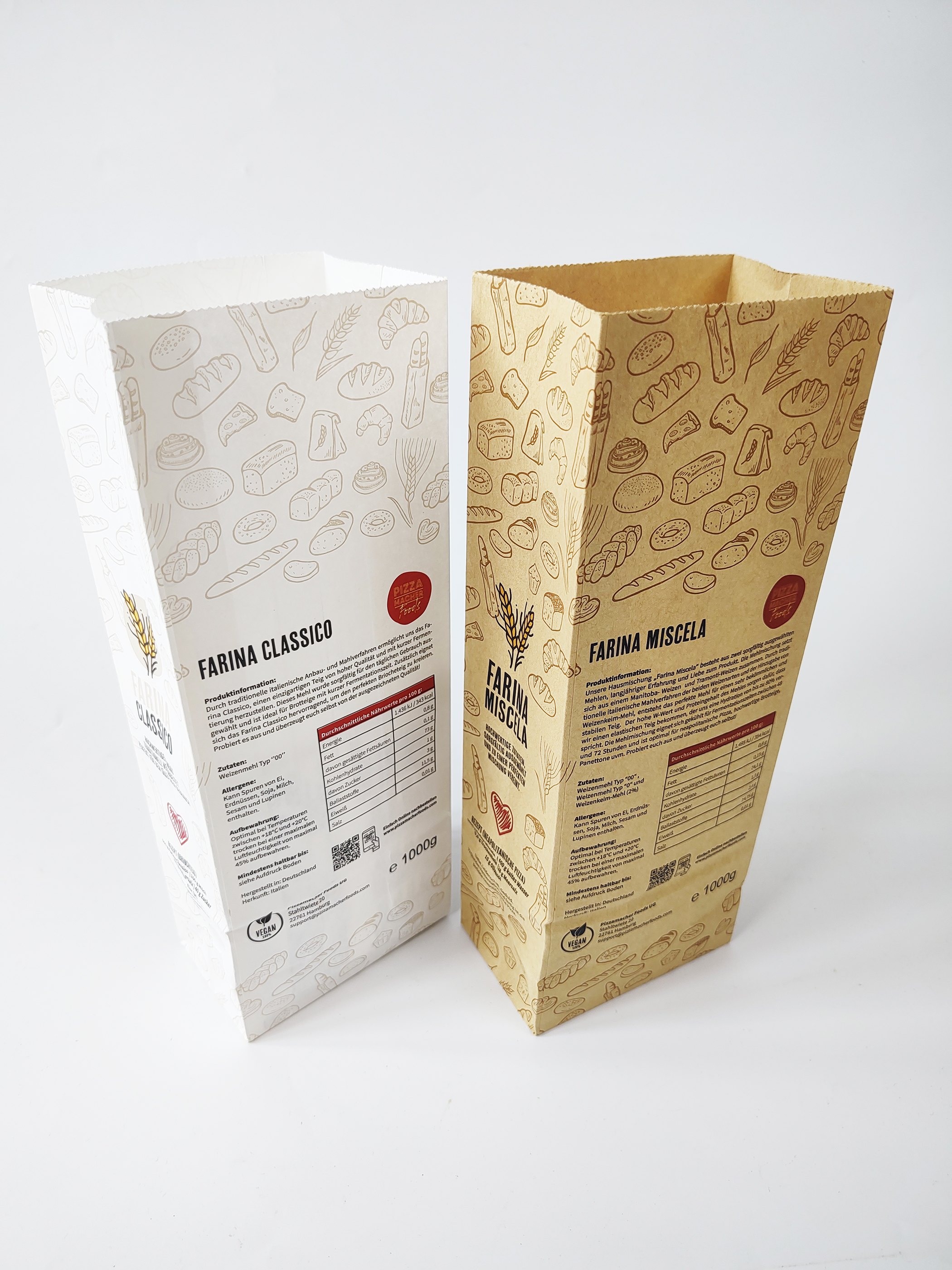 Bio-degradable Kraft Paper bag for Premium snack Pizza Flour Duo Pack
