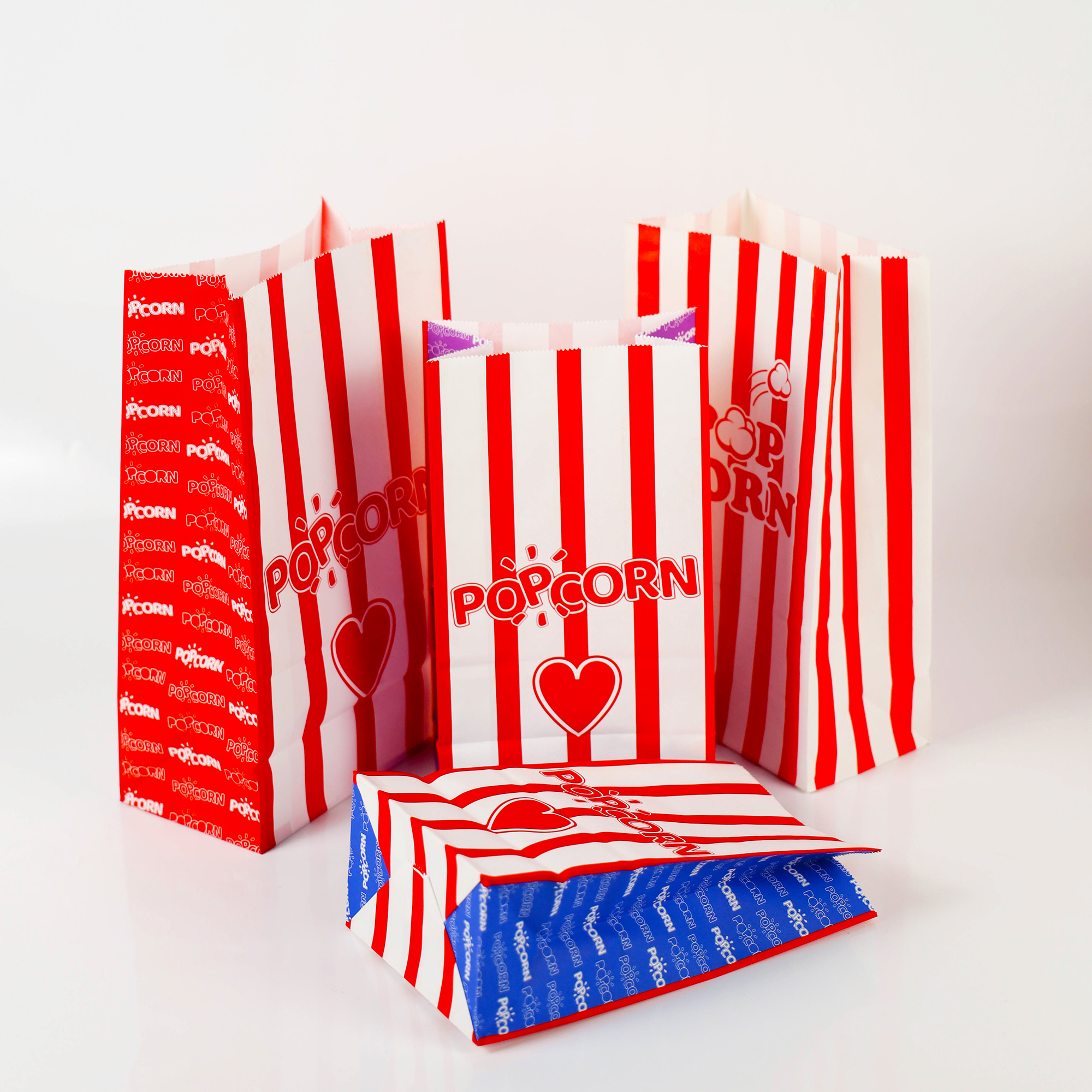 Heat Seal Flat Bottom Paper Popcorn Packaging  bag