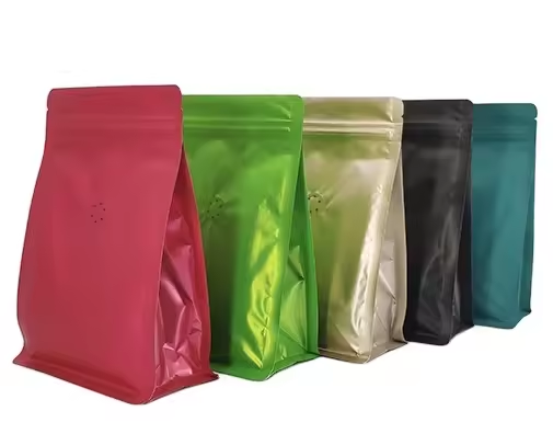 Resealable Flat Bottom Stand-Up Pouch  Coffee Bags