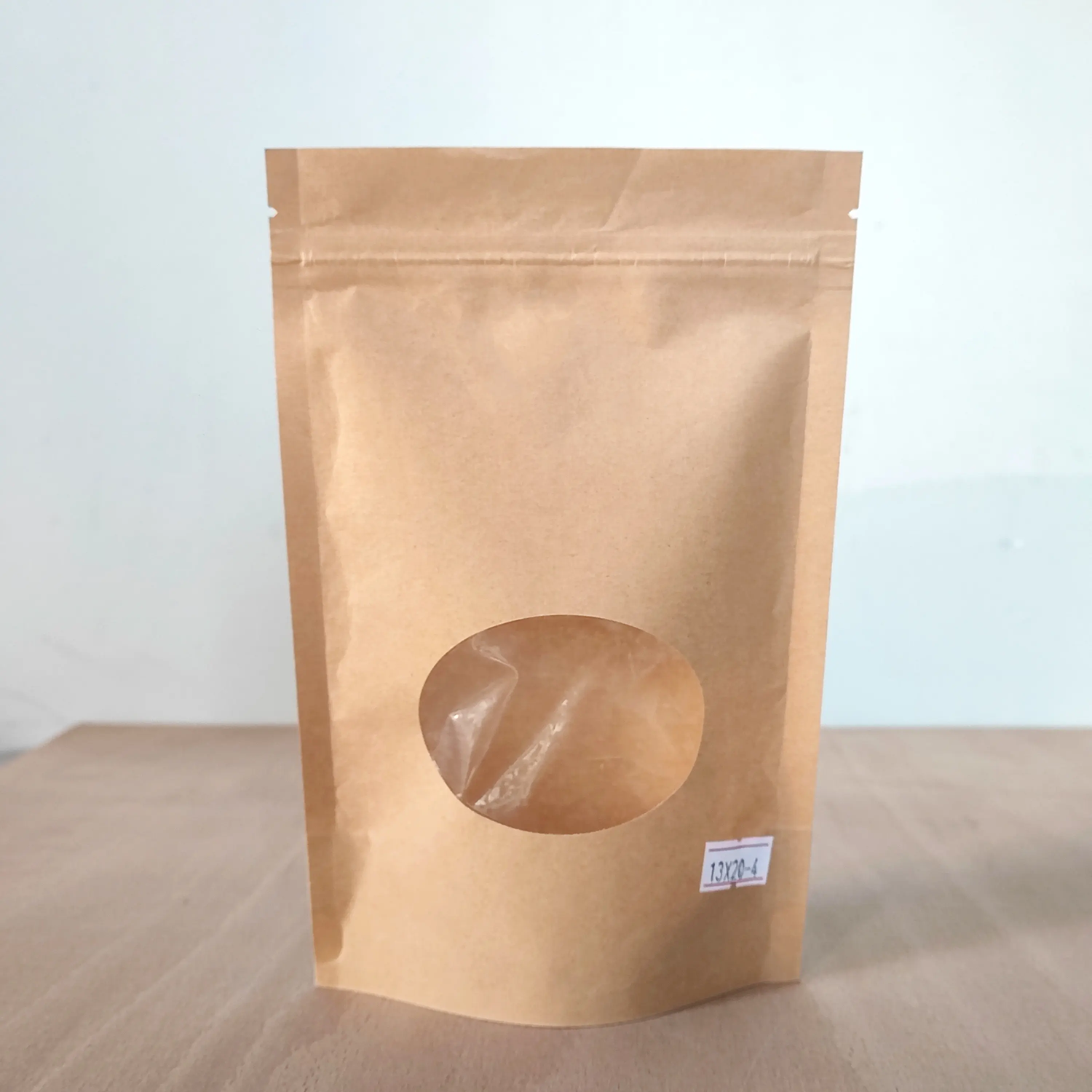 Kraft Paper Food Snack Stand Up Pouch with Window and zipper