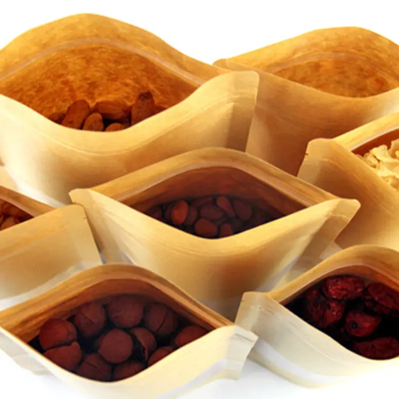 Kraft paper Candy Snacks Stand-Up Pouches with zipper top