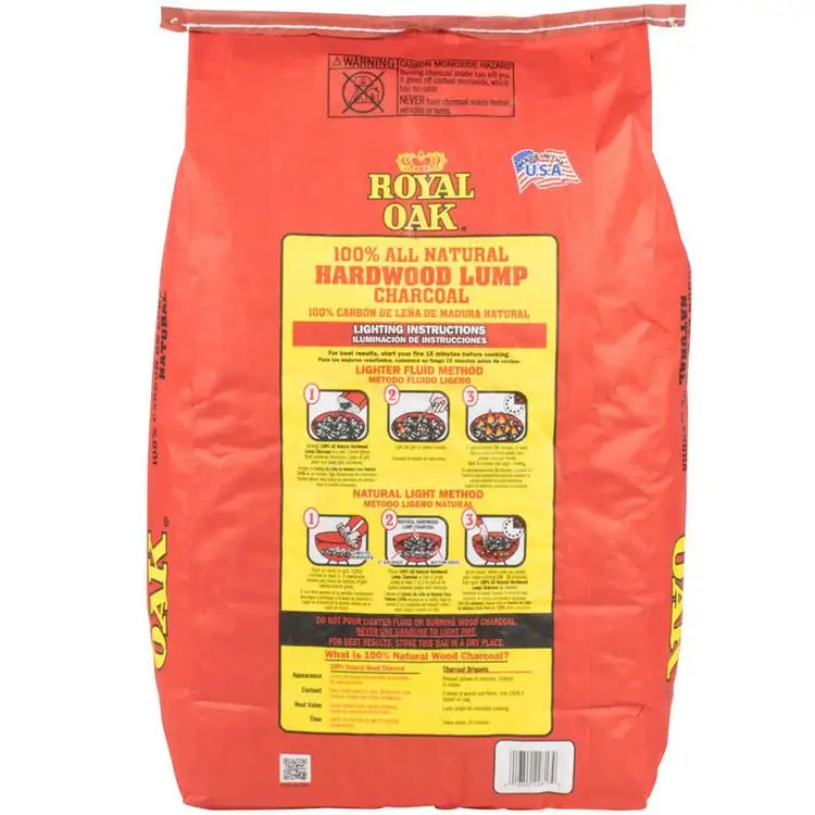 Red Colorful printing Royal Oak Hardwood Lump Charcoal bag