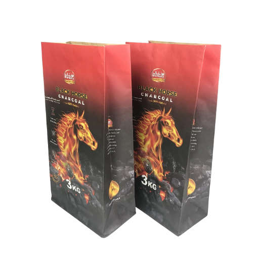 Heat Seal Kraft Paper Black Horse BBQ Charcoal bag 3kg