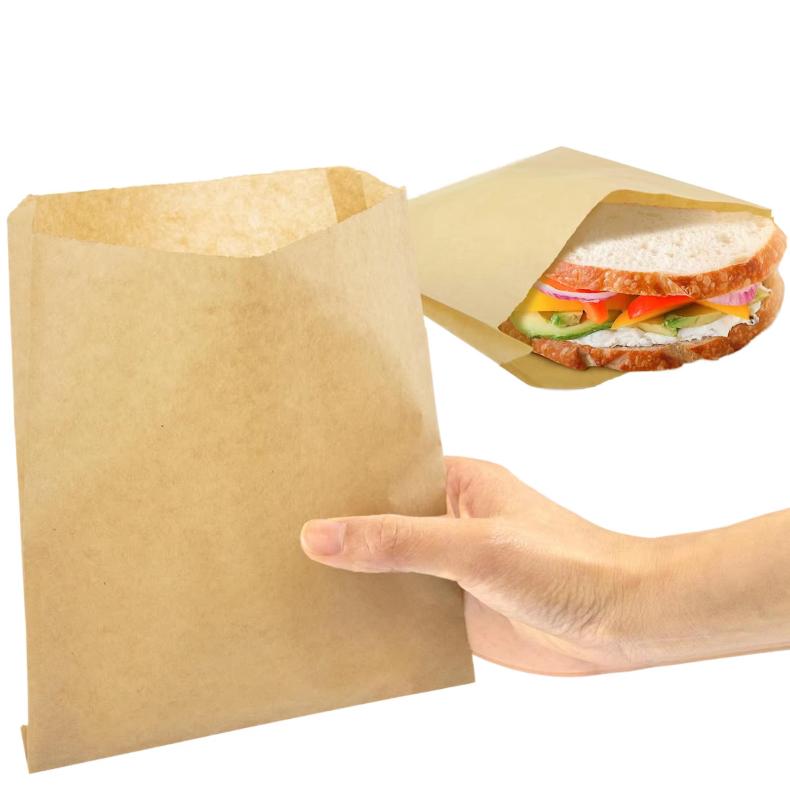 Grease Proof Kraft Paper Bags - Custom Printed, Food Grade Takeaway Bags for Food Packaging