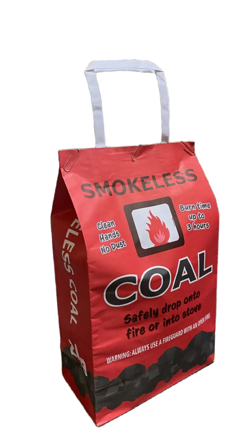 Red 3ply paper Smokeless hardwood BBQ charcoal bag with handle