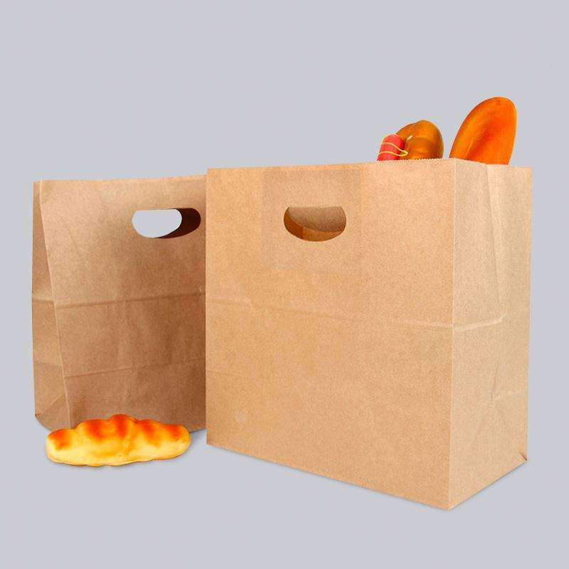 Custom Printed Food Takeaway Bags with Handle - Wholesale Kraft Paper Square Bottom Bags