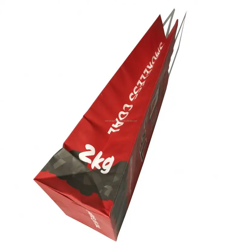 Red 3ply paper Smokeless hardwood BBQ charcoal bag with handle
