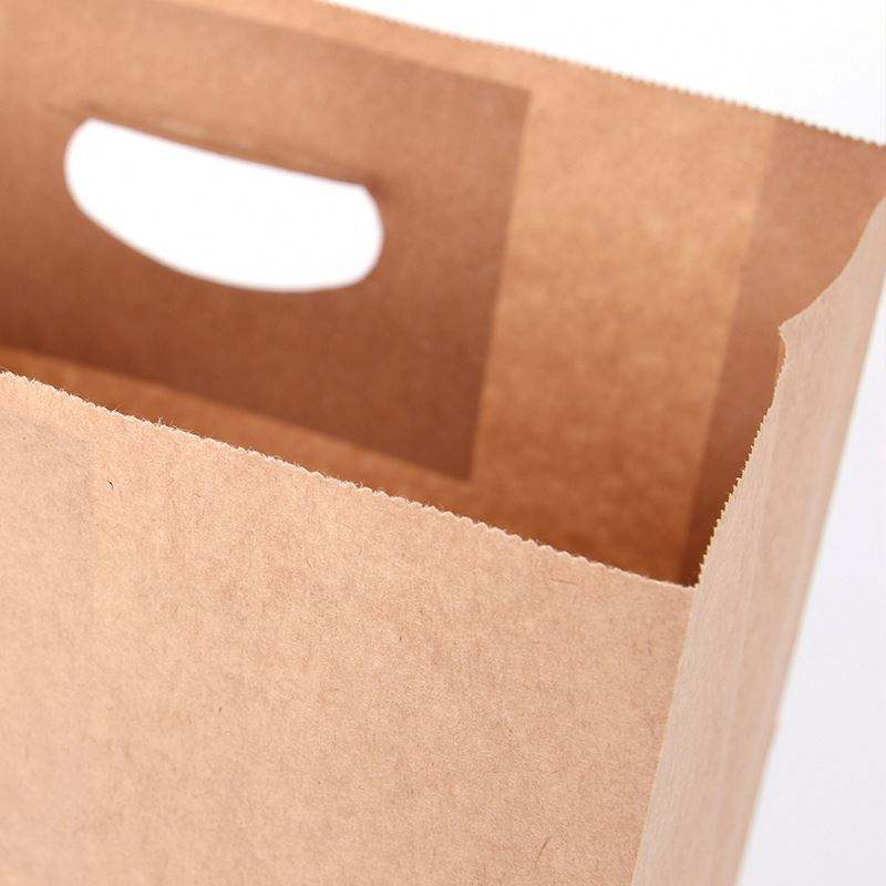 Custom Printed Food Takeaway Bags with Handle - Wholesale Kraft Paper Square Bottom Bags