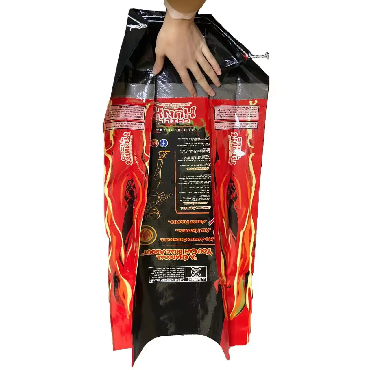 Premium Bopp laminated PP Woven Grill Hunx BBQ Charcoal packaging bag