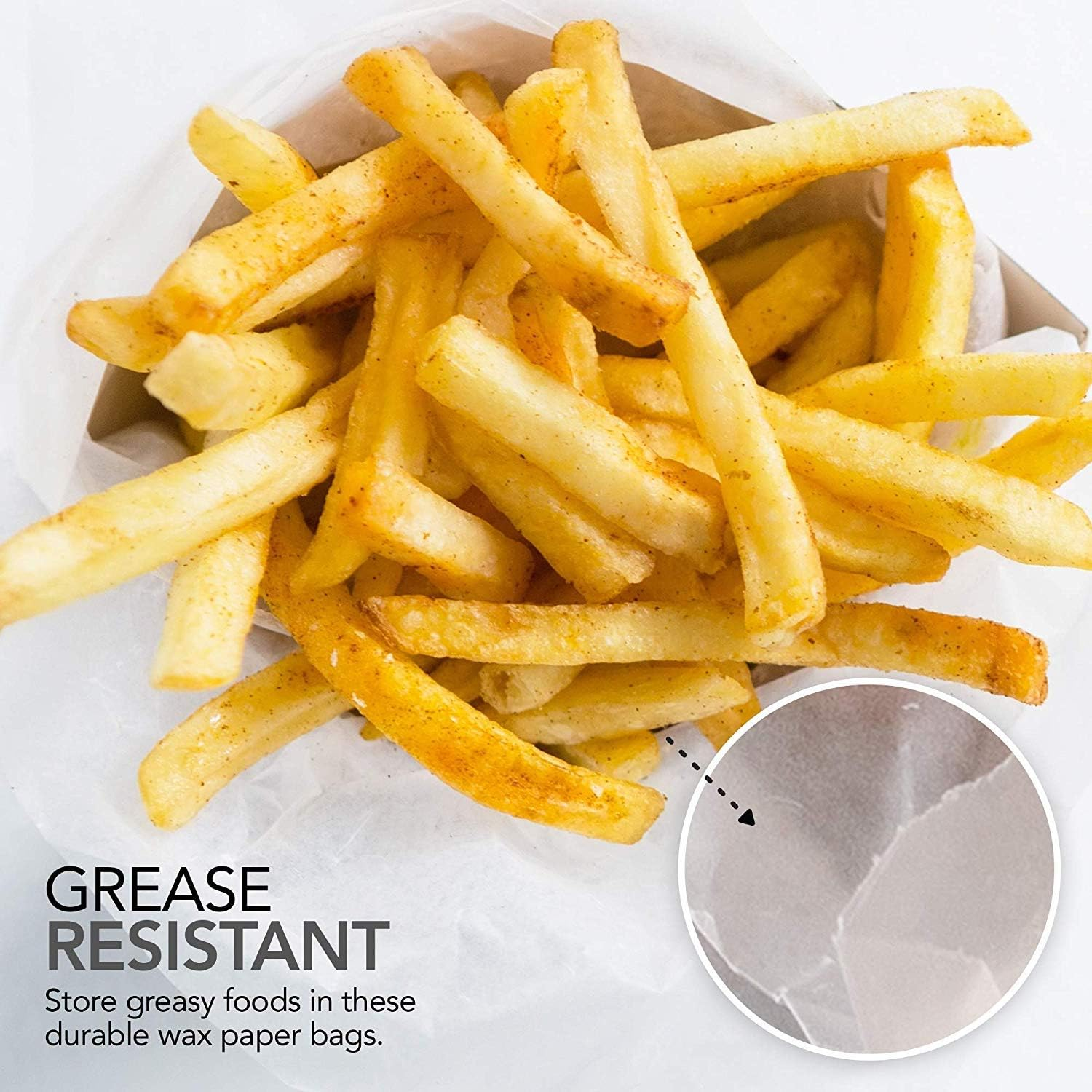 Greaseproof Food Bags - Custom Printed Wax Coated Paper with Open Spout, Recycled Materials