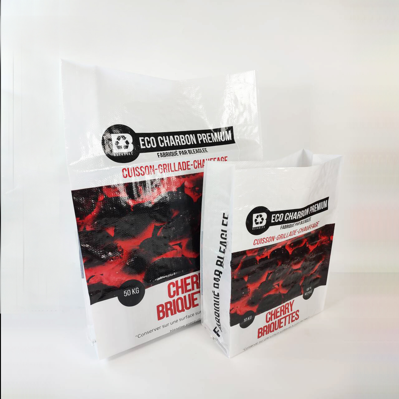 White Bopp Laminated PP Woven Cherry Briquettes charcoal bag 