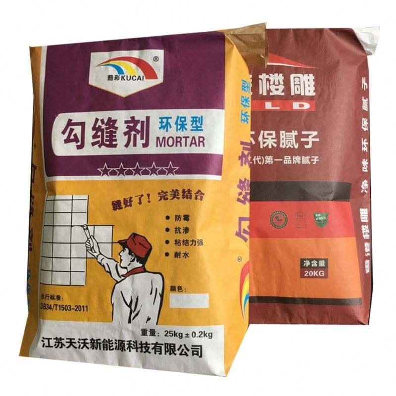 Kraft Paper Cement Bags - Recyclable Moisture-Proof Packaging with Valve & Spout Top for Building Materials