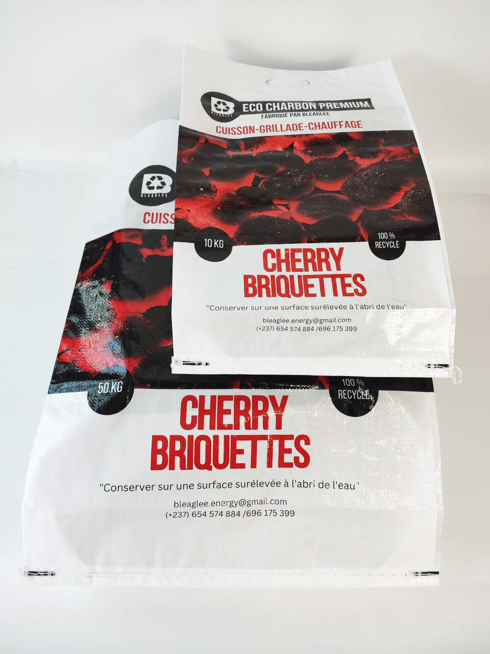 White Bopp Laminated PP Woven Cherry Briquettes charcoal bag 