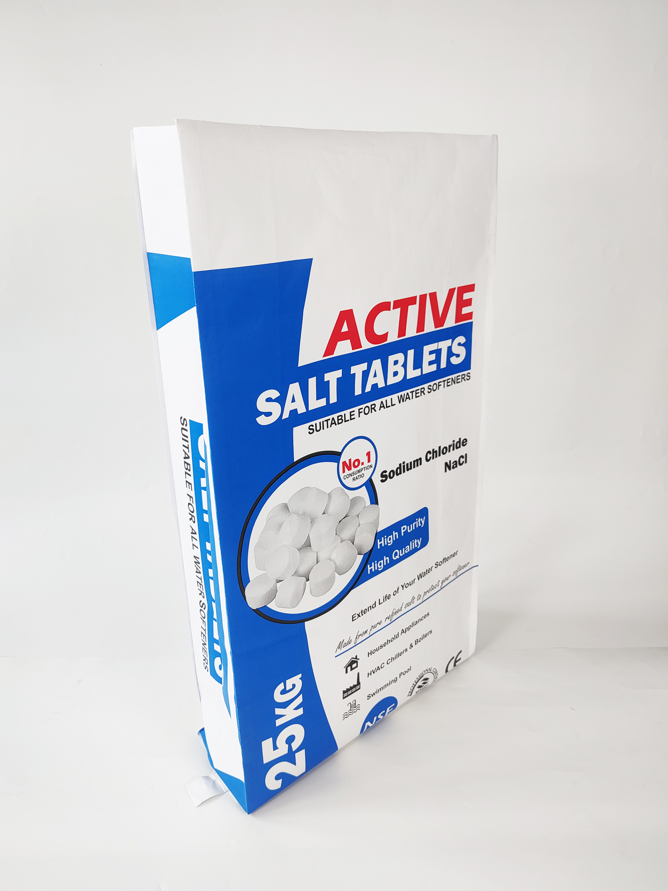 Paper Laminated PP Woven bag Active Salt Tablets 25kg  for Packaging Resin