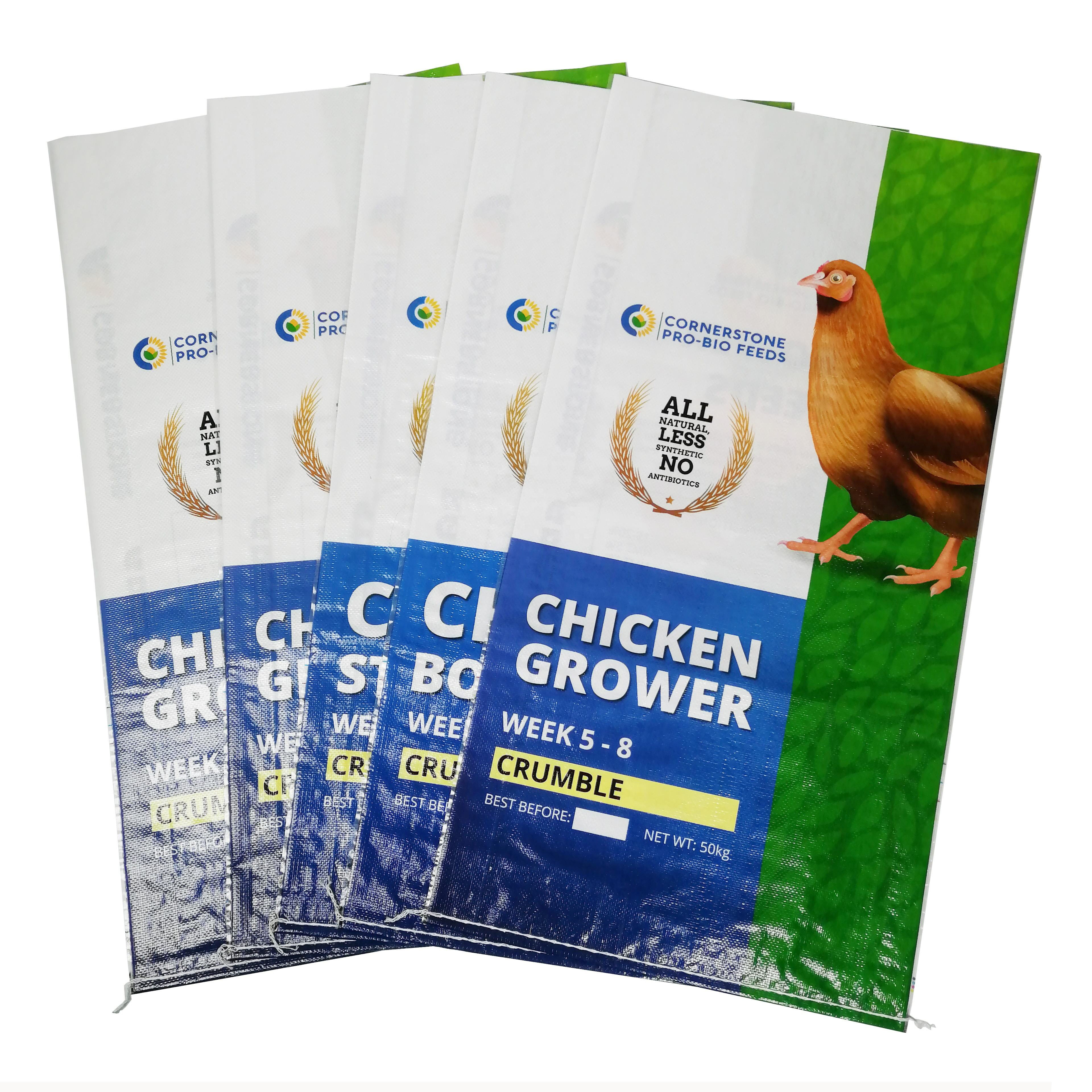 Animal Feed Bags 20kg 50kg - BOPP Laminated PP Woven Bags with Side Gusset - Custom Printing