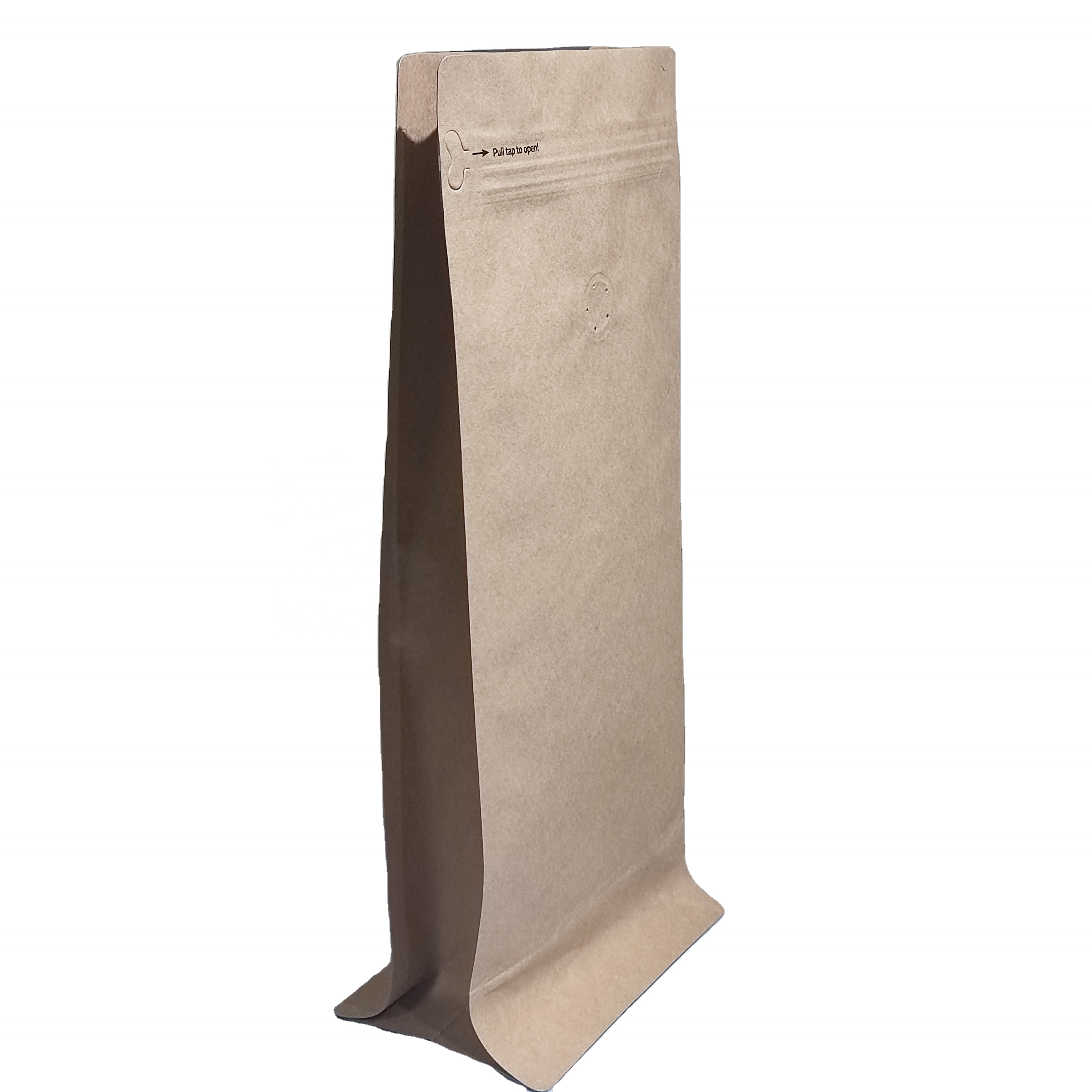 Biodegradable Coffee Bags - Square Flat Bottom Kraft Paper Packaging with Heat Seal