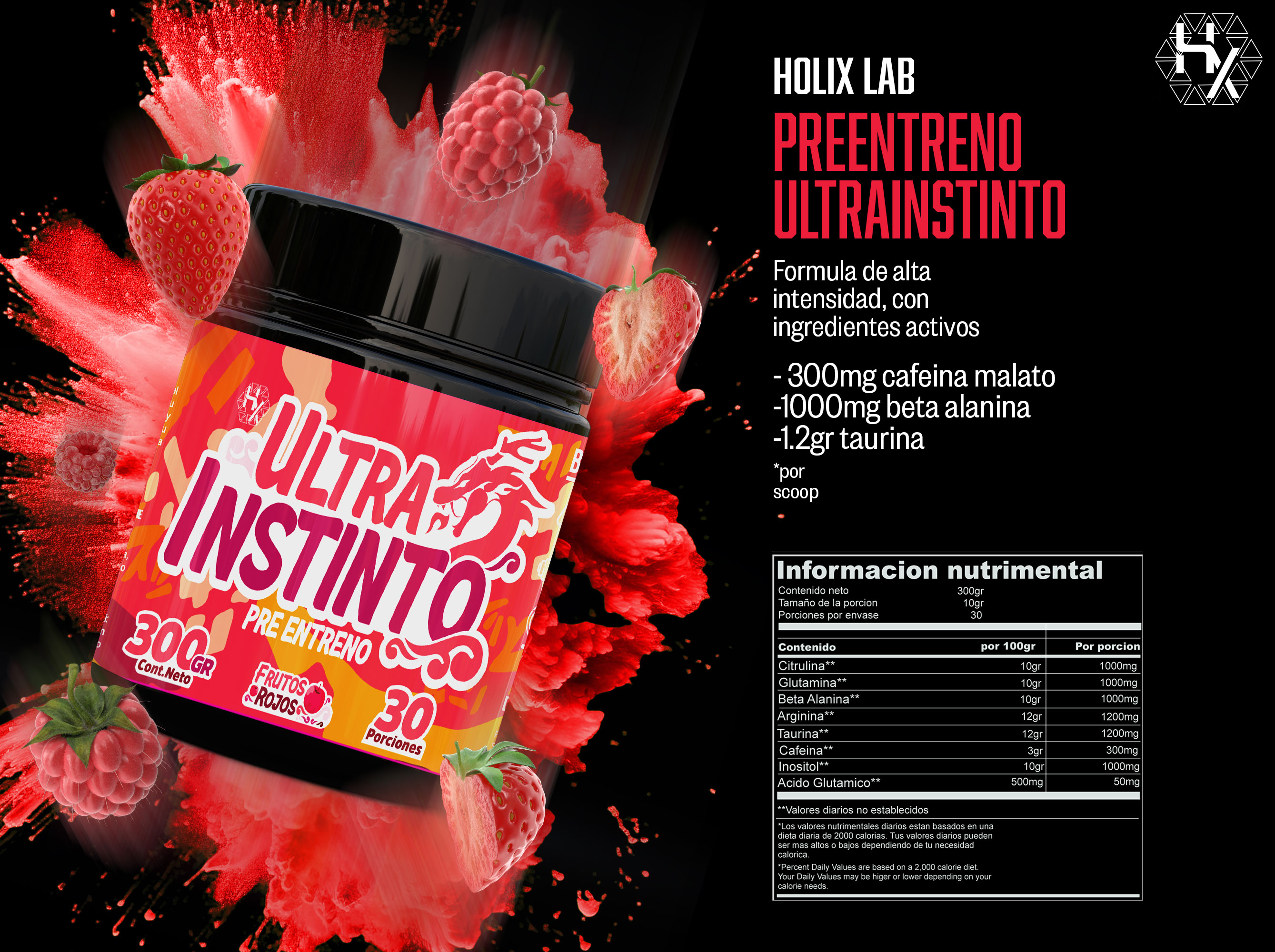 ultrainstinto - preentreno sabor frutos rojos 