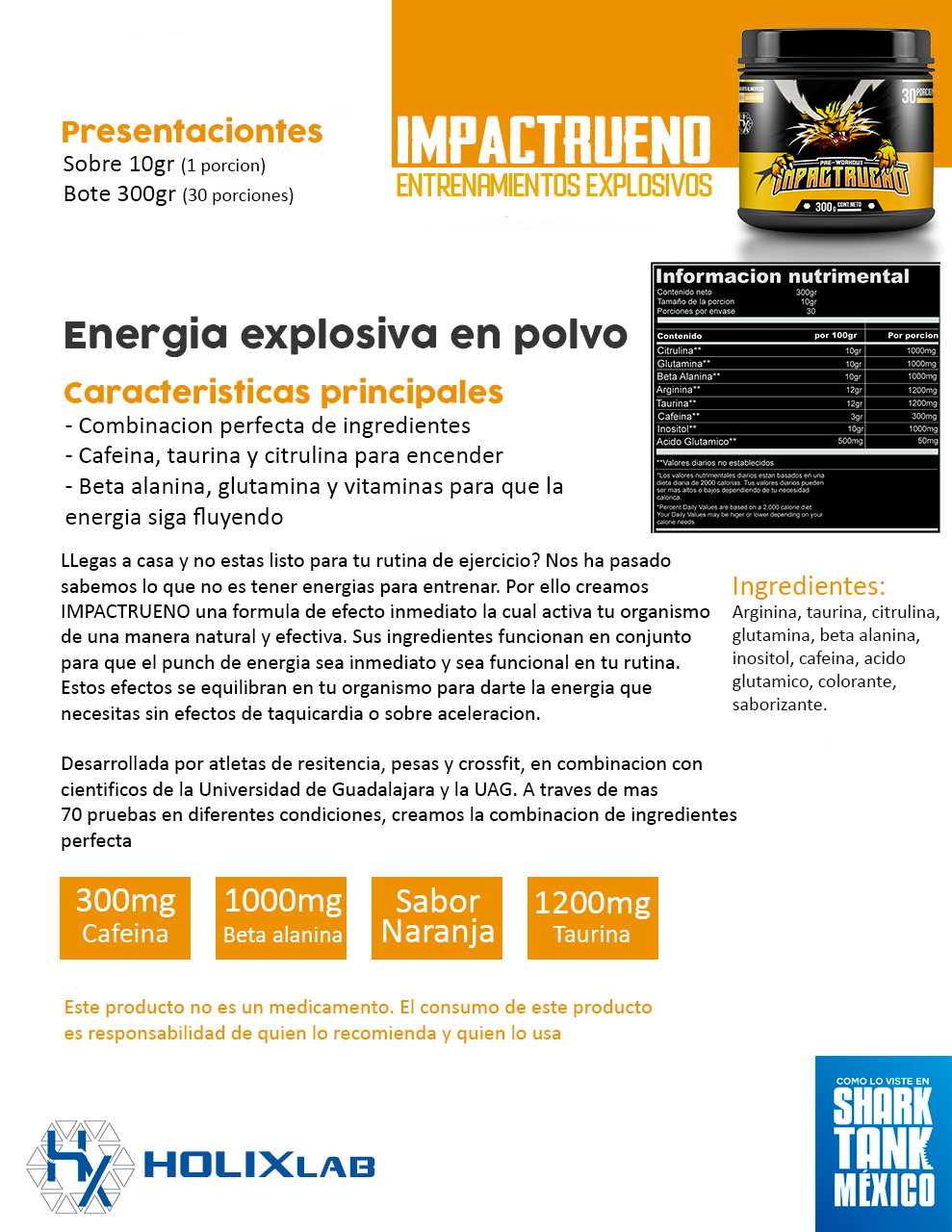 impactrueno  - preentreno sabor NARANJA