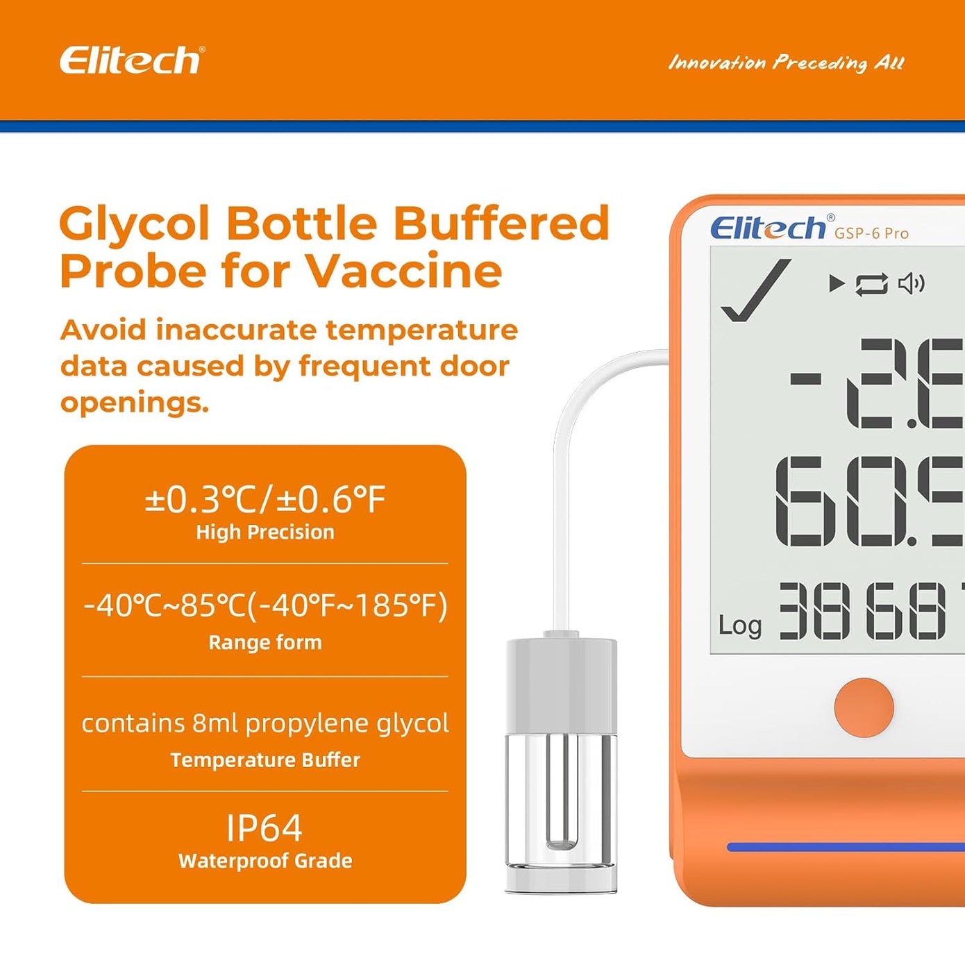 GSP-6 Pro GLE/THE Temperature and Humidity Data Logger with Glycol Bottle 