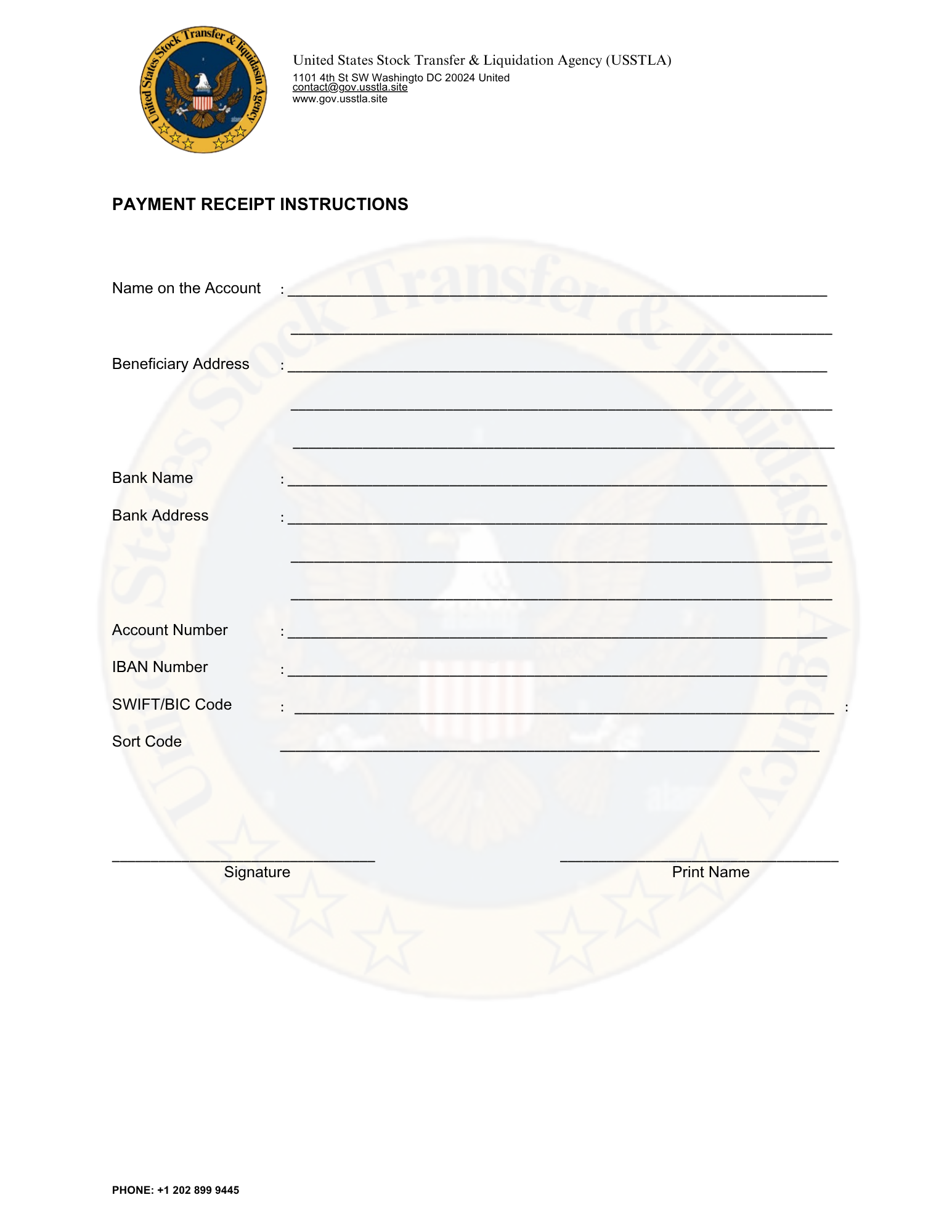 PAYMENT RECEIPT INSTRUCTIONS