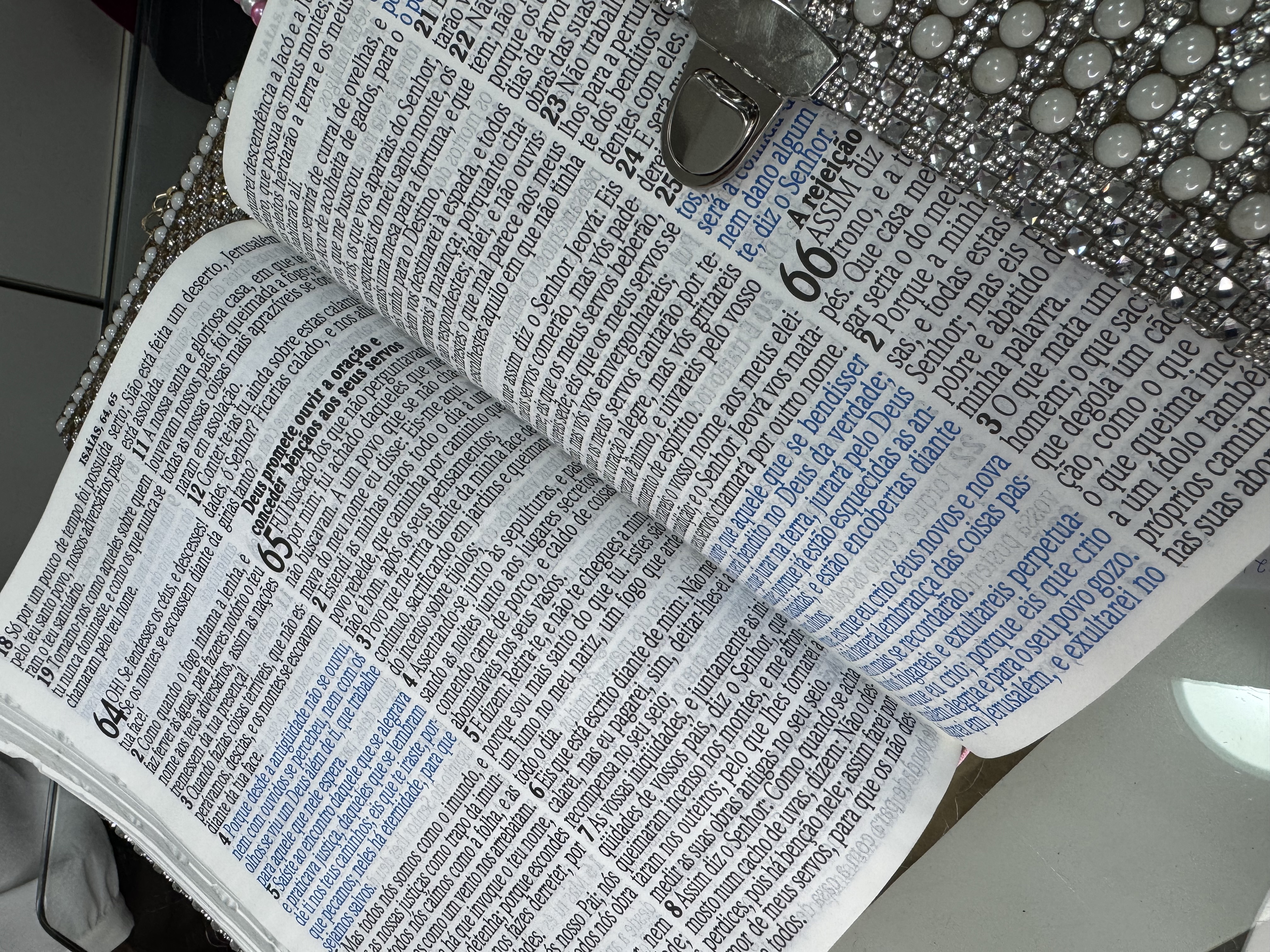 Bíblia Bolsa de Alça com Pérolas | Letra Jumbo 