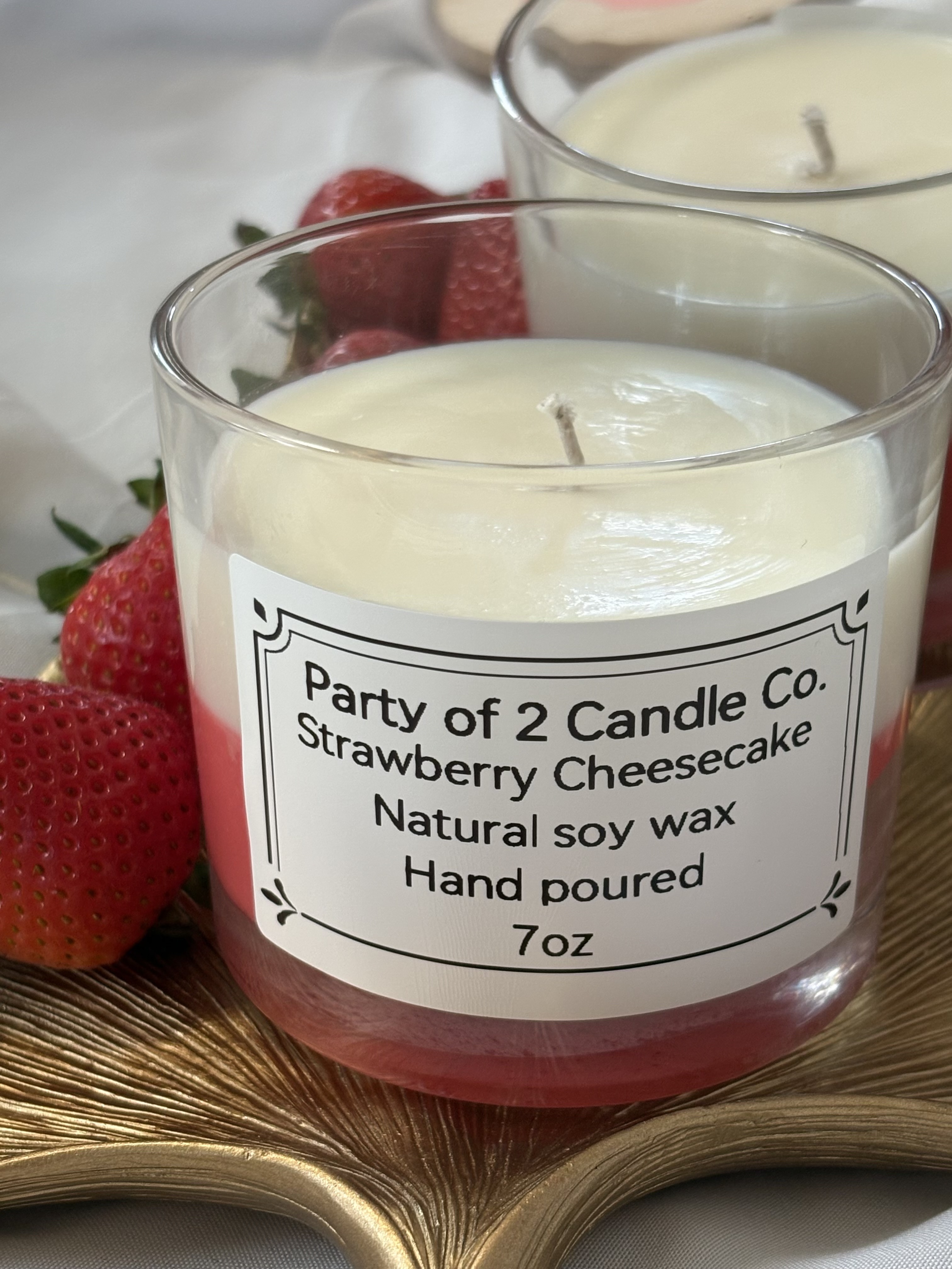 Strawberry Cheesecake Natural Soy Wax Hand Poured 7oz