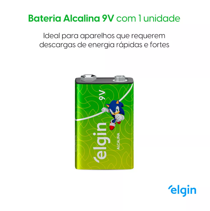 Bateria (9V) Alcalina 10 blisters x 1 unid. - Elgin