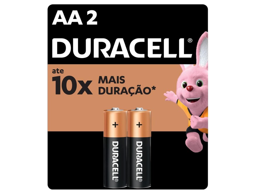 Pilha alcalina Pequena AA 12 blisters com 2 unidades - Duracell