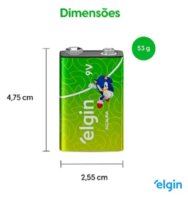 Bateria (9V) Alcalina 10 blisters x 1 unid. - Elgin