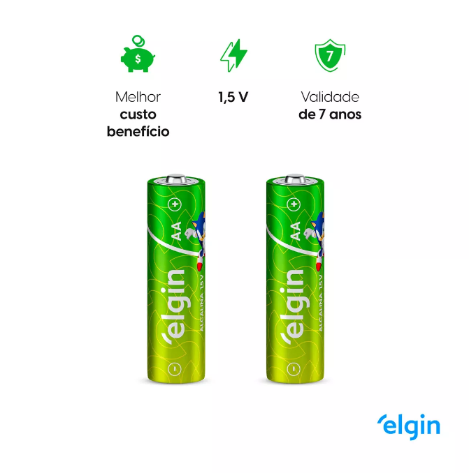 Pilha alcalina Pequena Aa 10 blisters x 4 unids. - Elgin