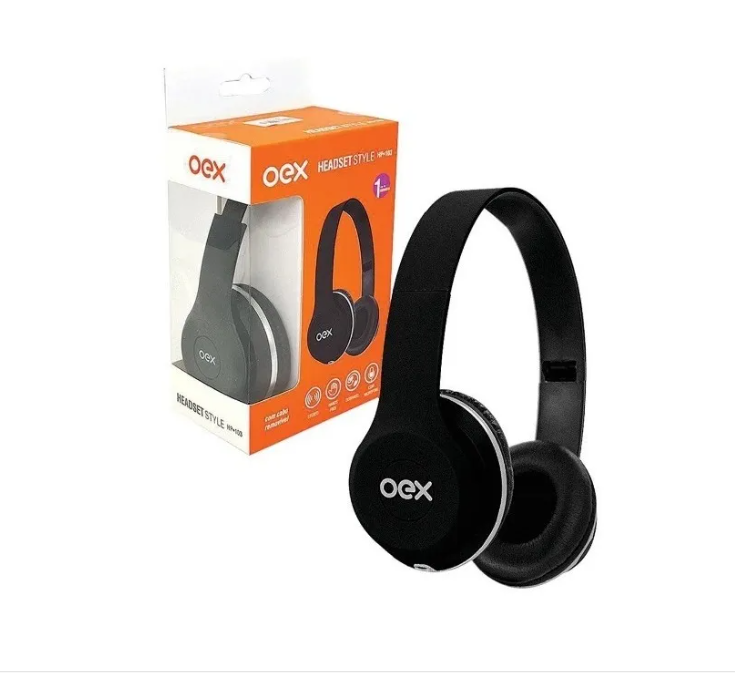 Fone de Ouvido Style Headphone Cabo 1,6 m Preto - OEX