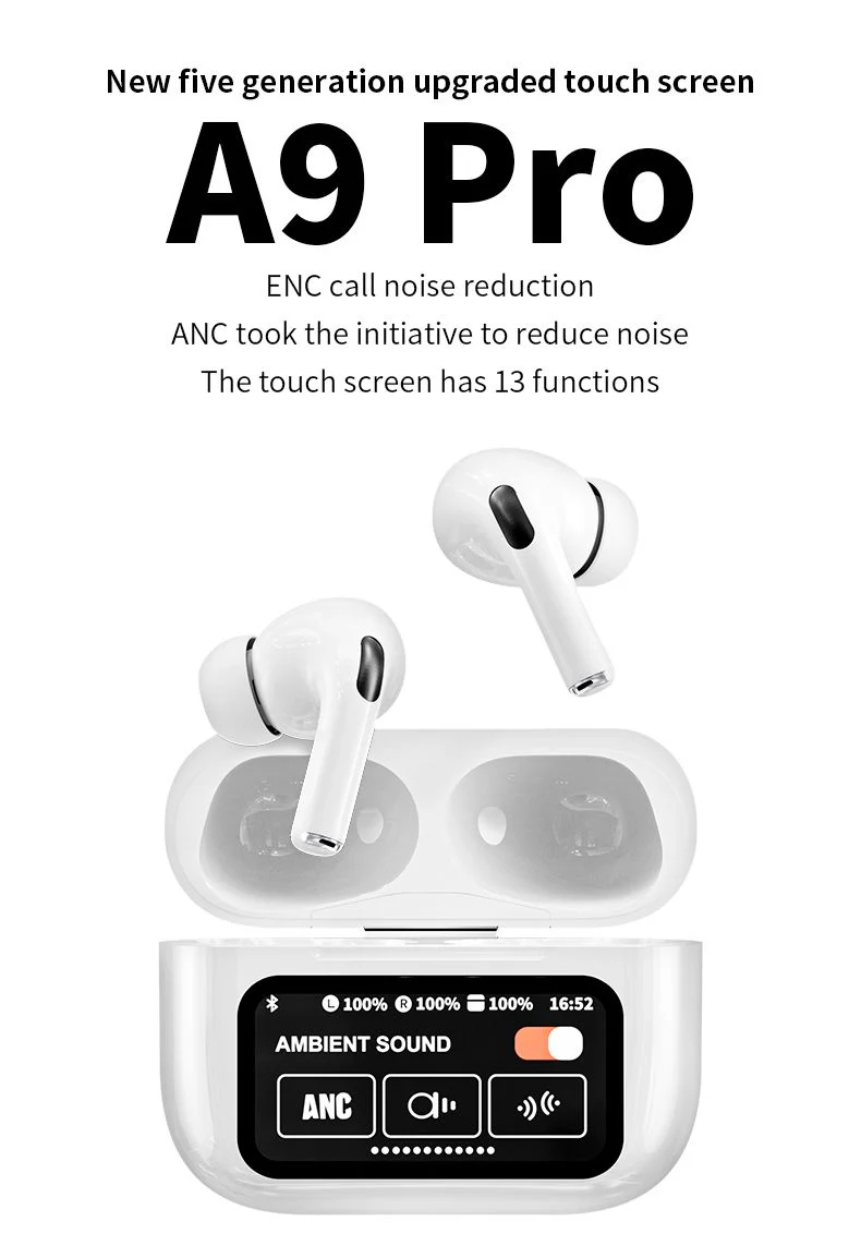 Airpods A9 Pro ANC Touch Screen Display Earbuds