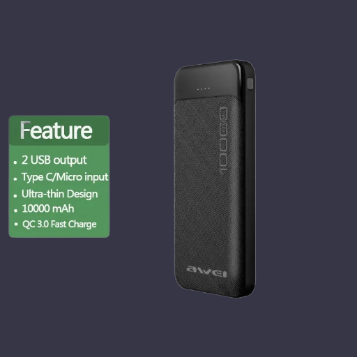 Awei P5K 10000mAh Fast Charging Power Bank