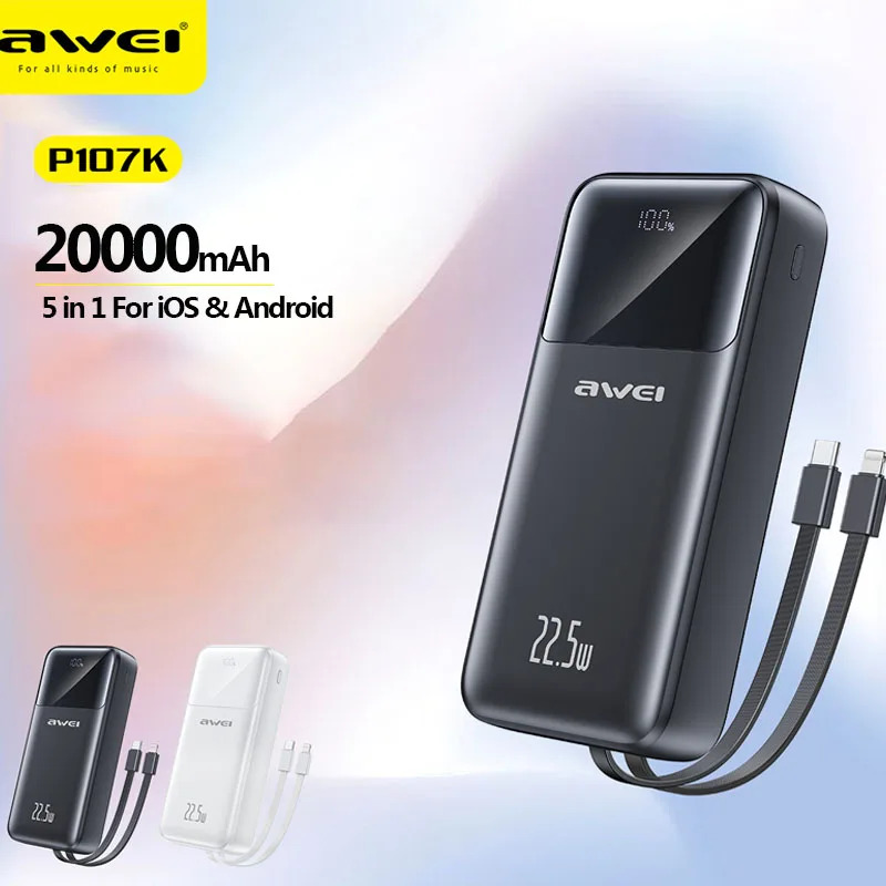 Awei P106K 10000mAh 22.5W Fast Charging Digital Display Power Bank