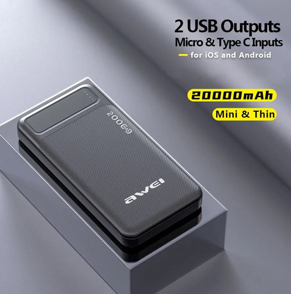 Awei P6K 20000mAh Double USB Power Bank