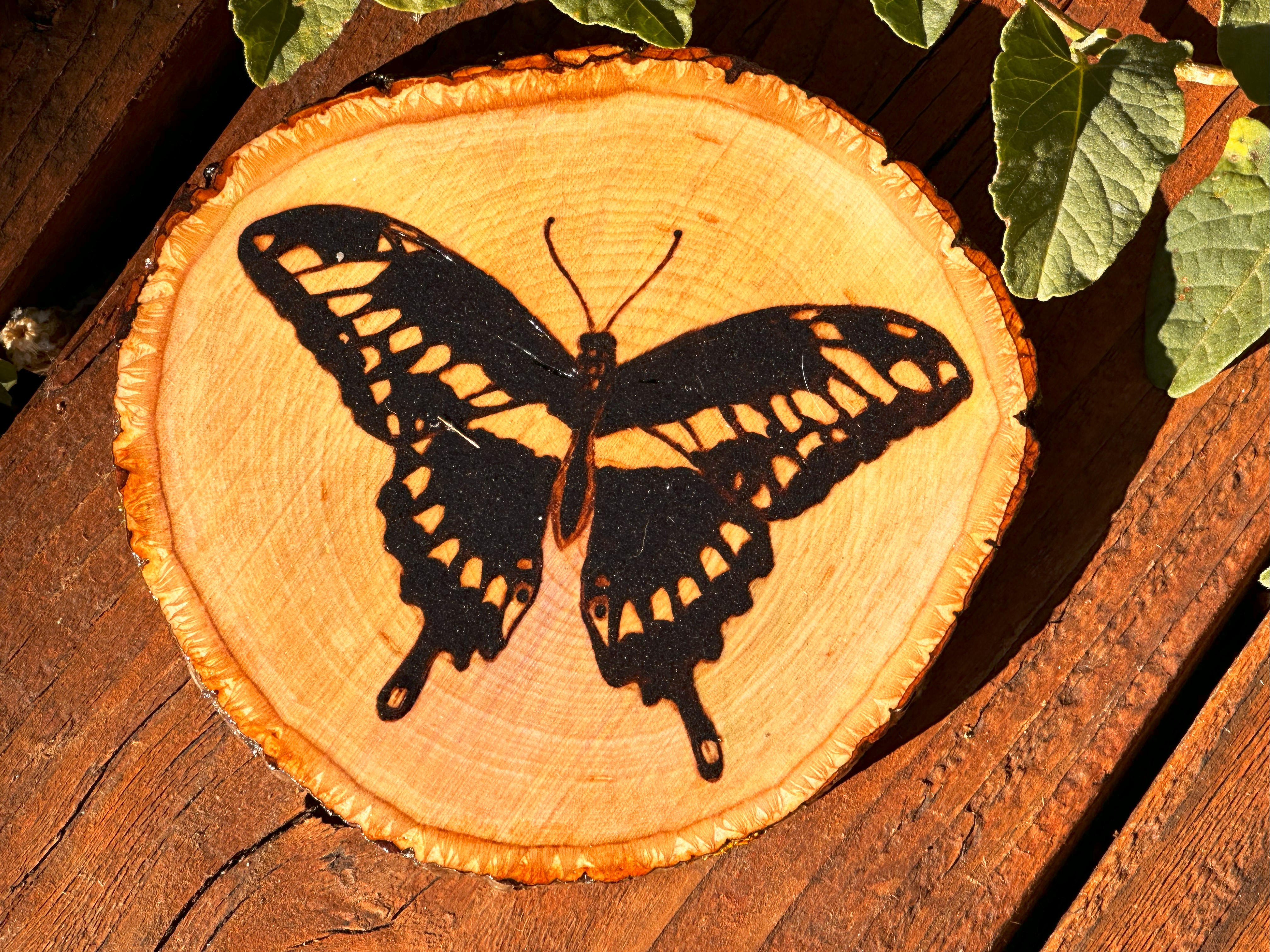 Handcrafted Butterfly Coaster on Basswood