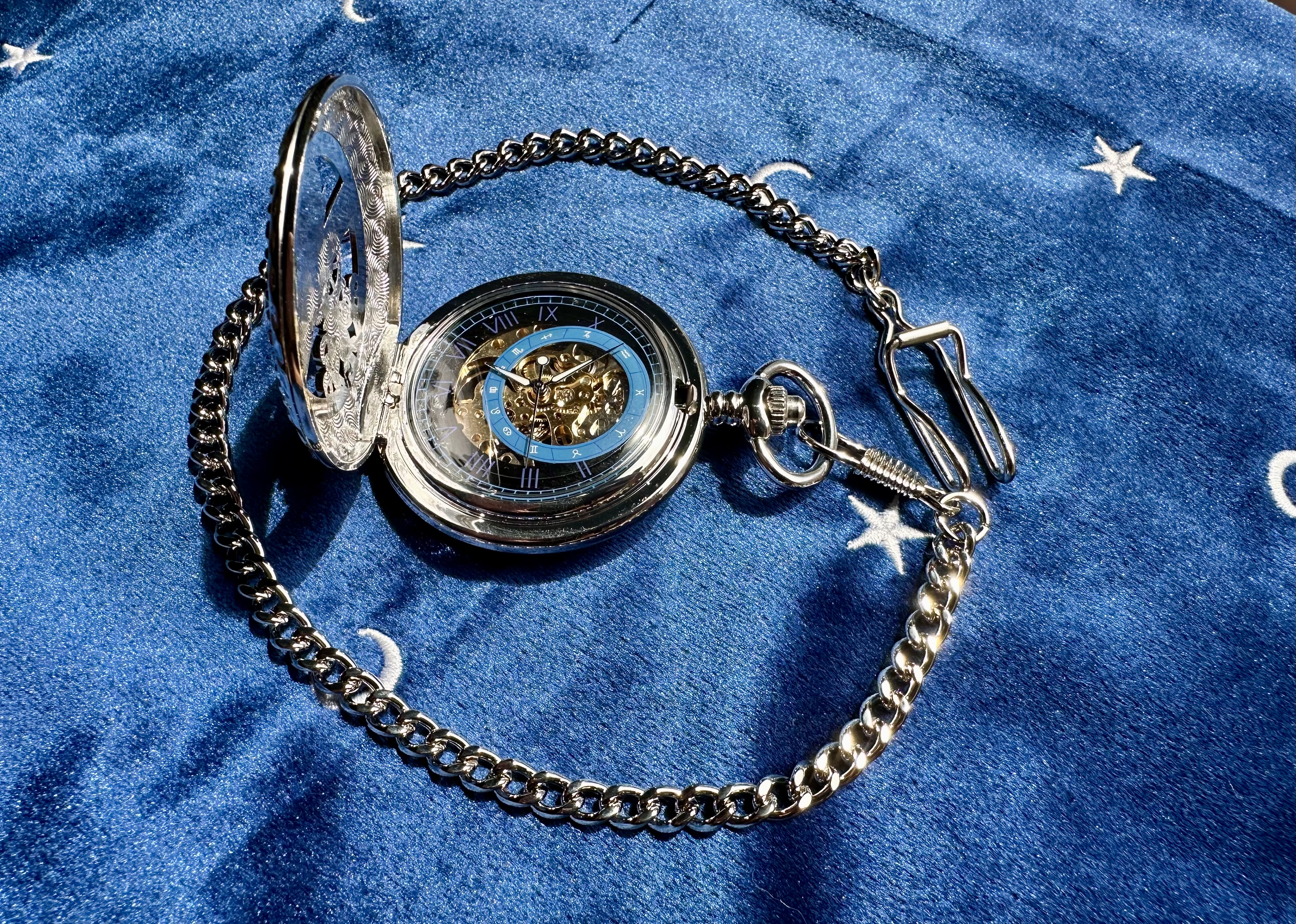 Silver Zodiac Pocket Watch
