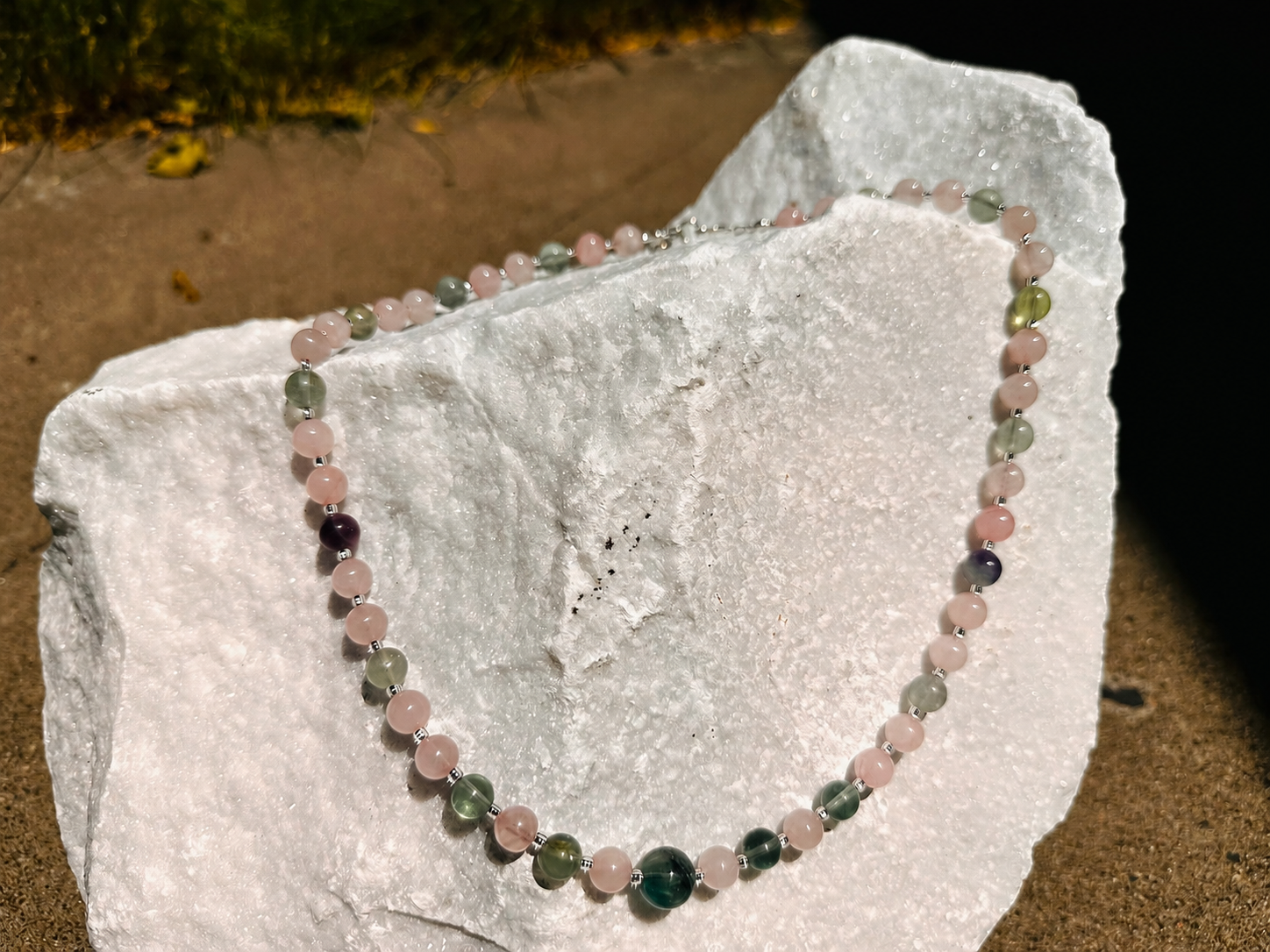 Archangel Chamuel Rose Quartz & Fluorite Necklace