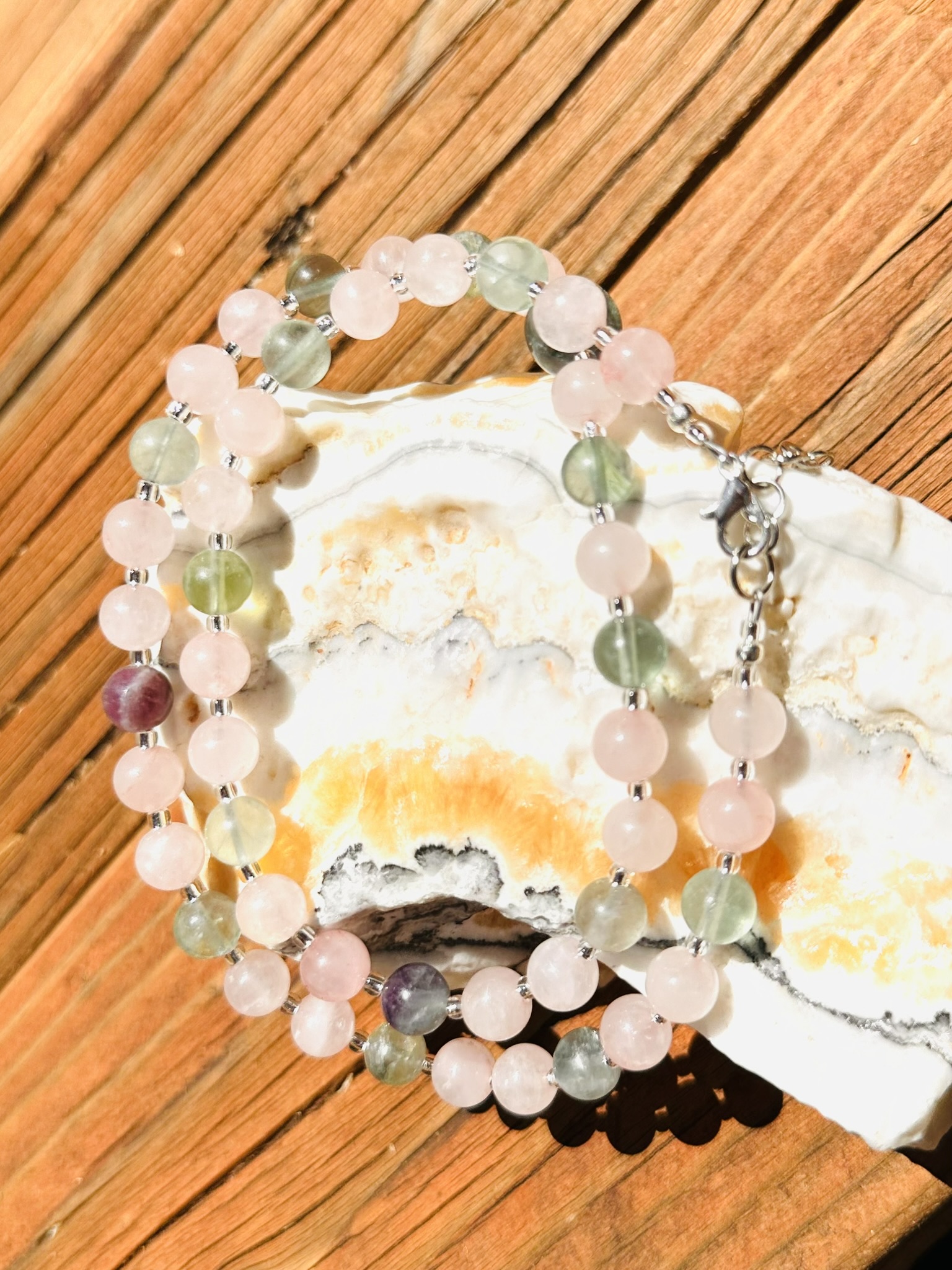 Archangel Chamuel Rose Quartz & Fluorite Necklace