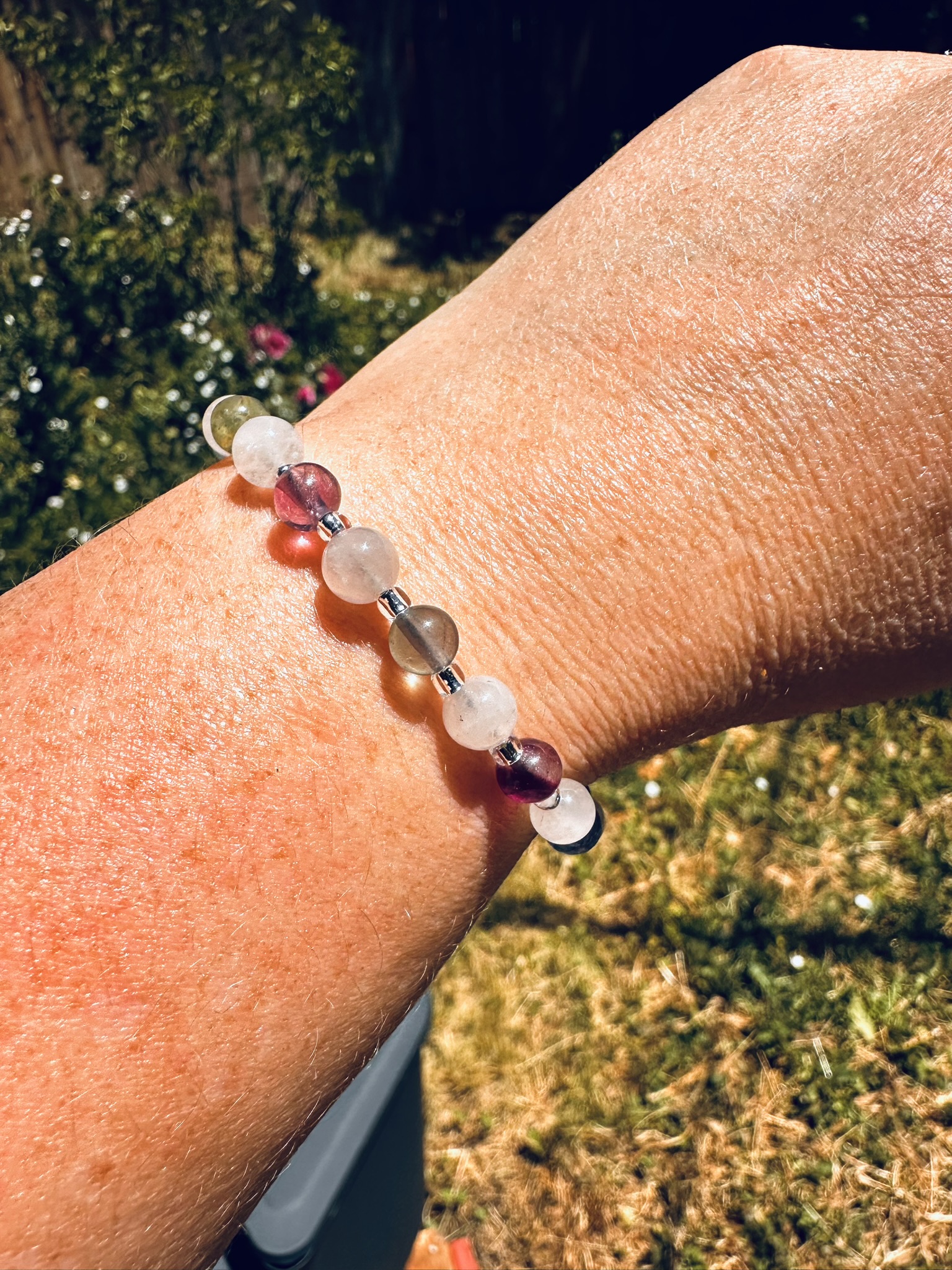 Archangel Chamuel Adjustable Bracelet | Rose Quartz & Fluorite 