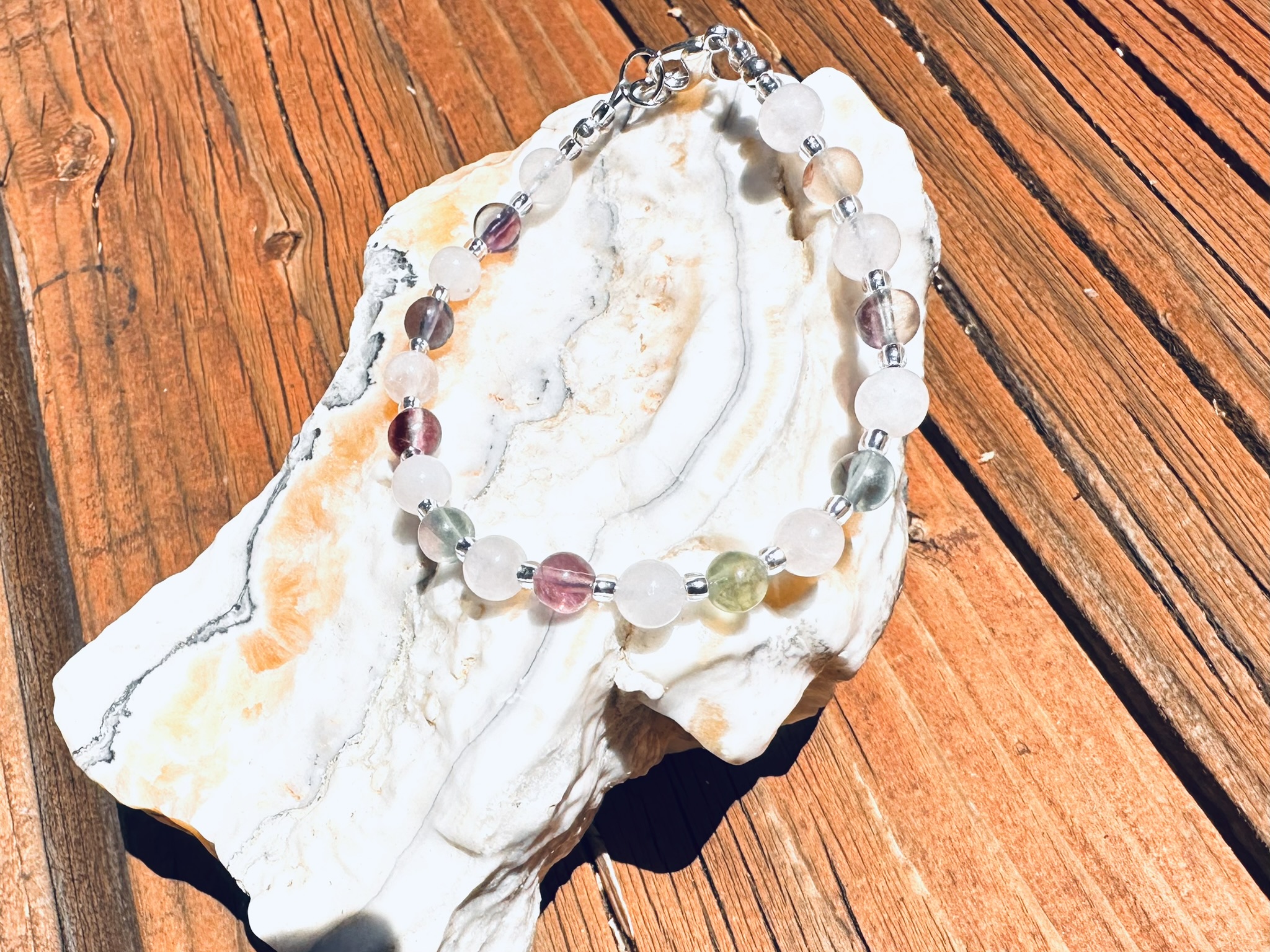 Archangel Chamuel Adjustable Bracelet | Rose Quartz & Fluorite 