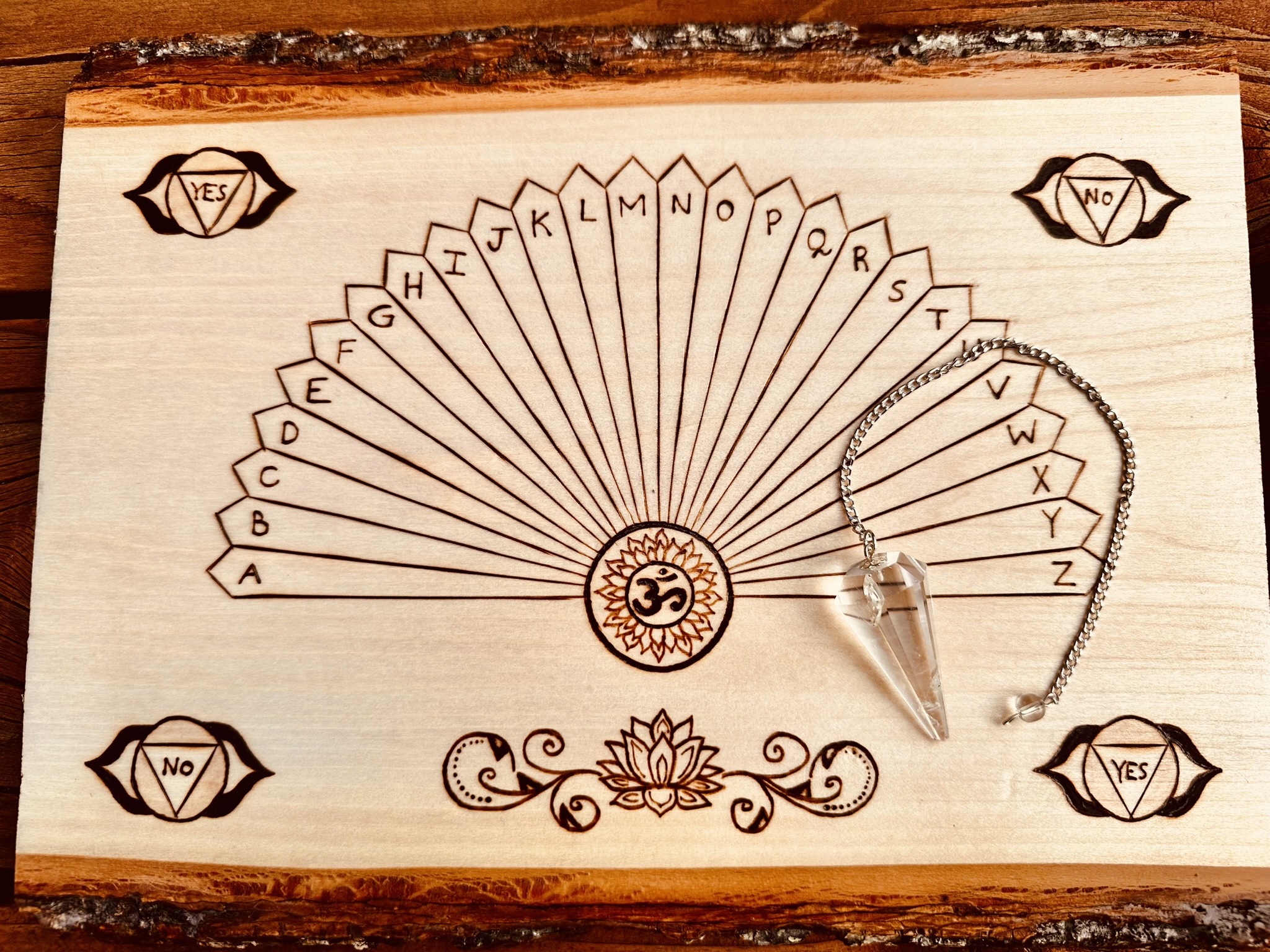 Woodburned Pendulum Board - Includes Free Pendulum