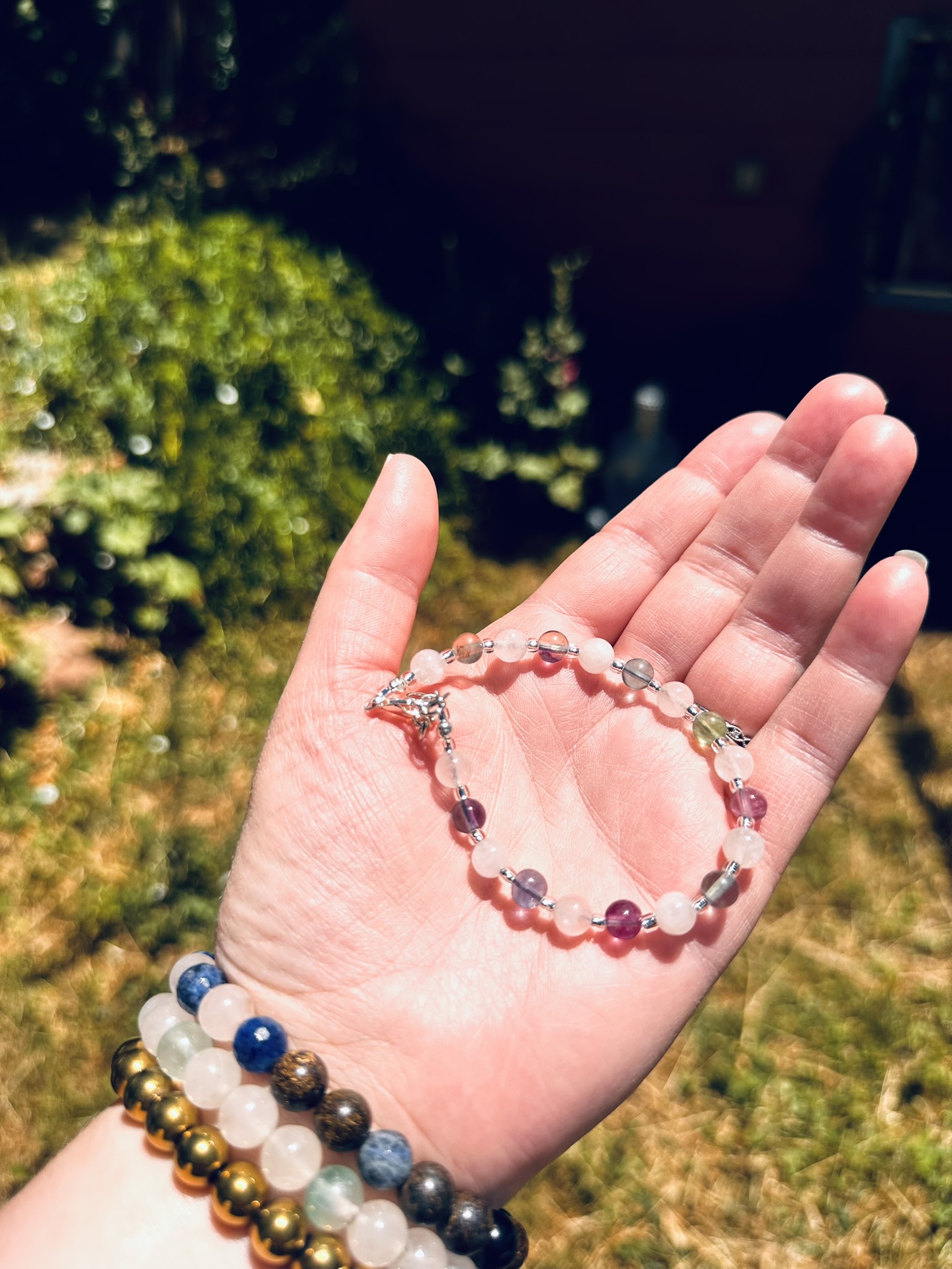 Archangel Chamuel Adjustable Bracelet | Rose Quartz & Fluorite 