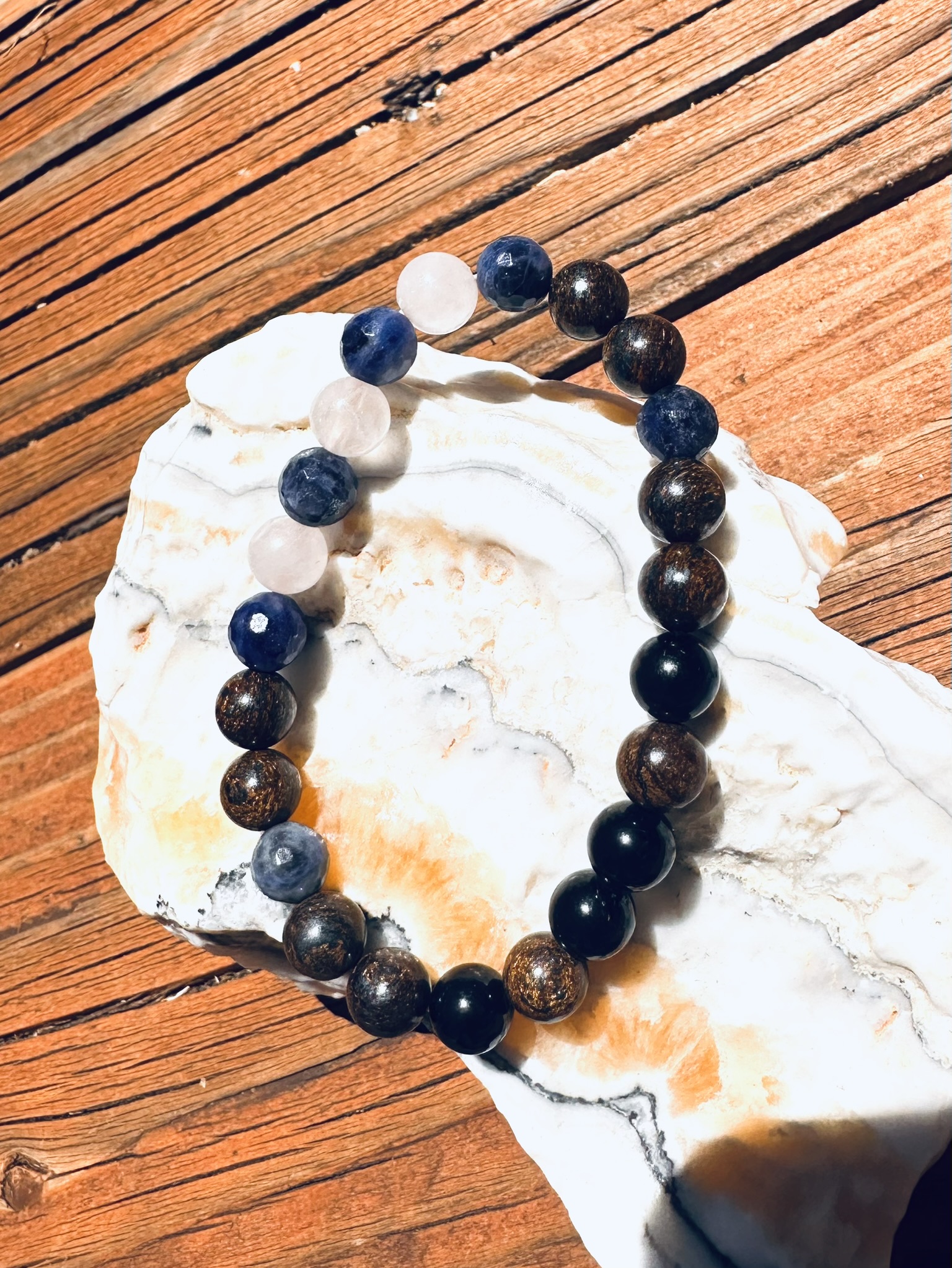 Anger Alchemy Stretch Bracelet | Rose Quartz, Bronzite, Black Tourmaline & Sodalite