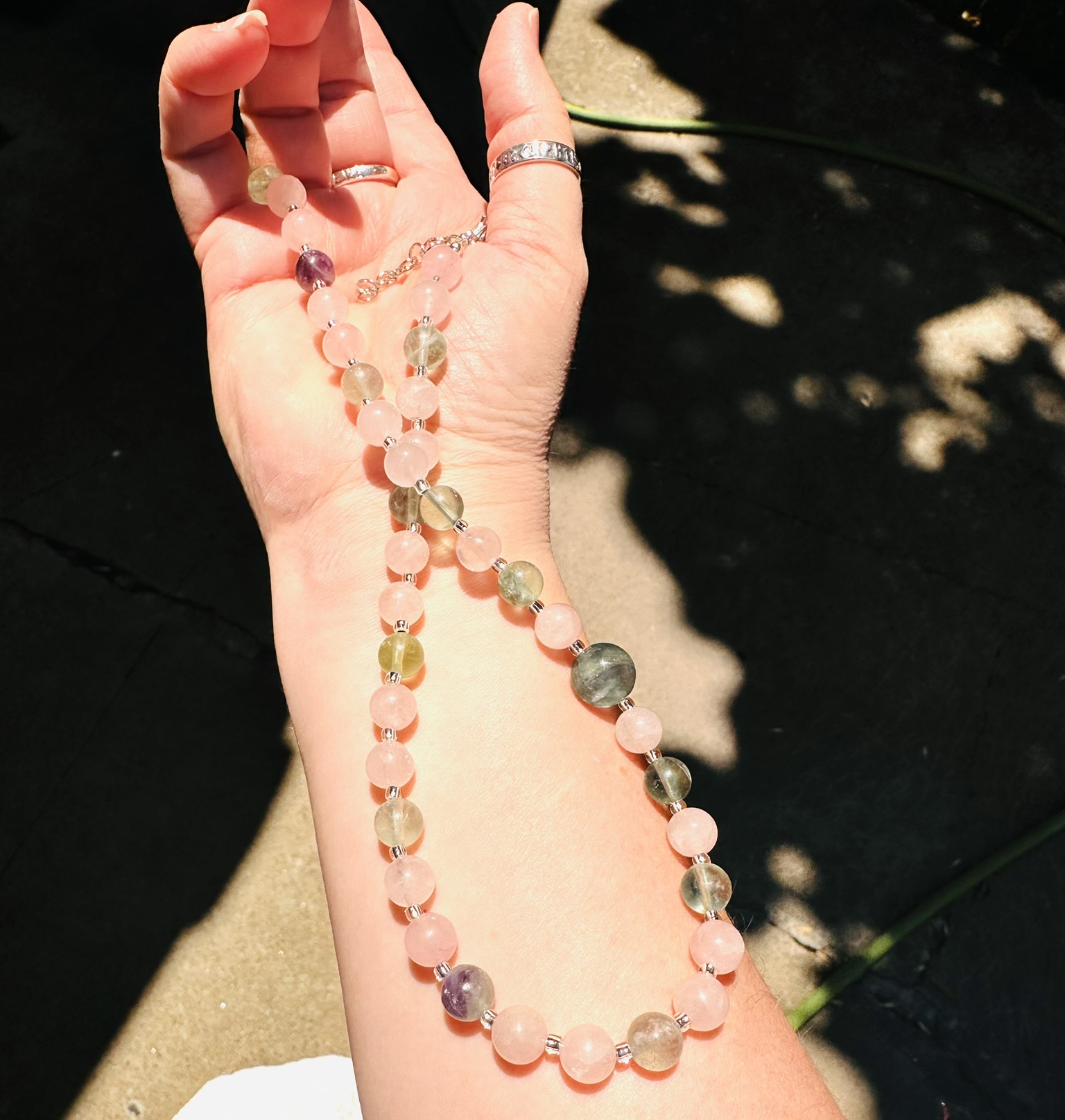 Archangel Chamuel Rose Quartz & Fluorite Necklace