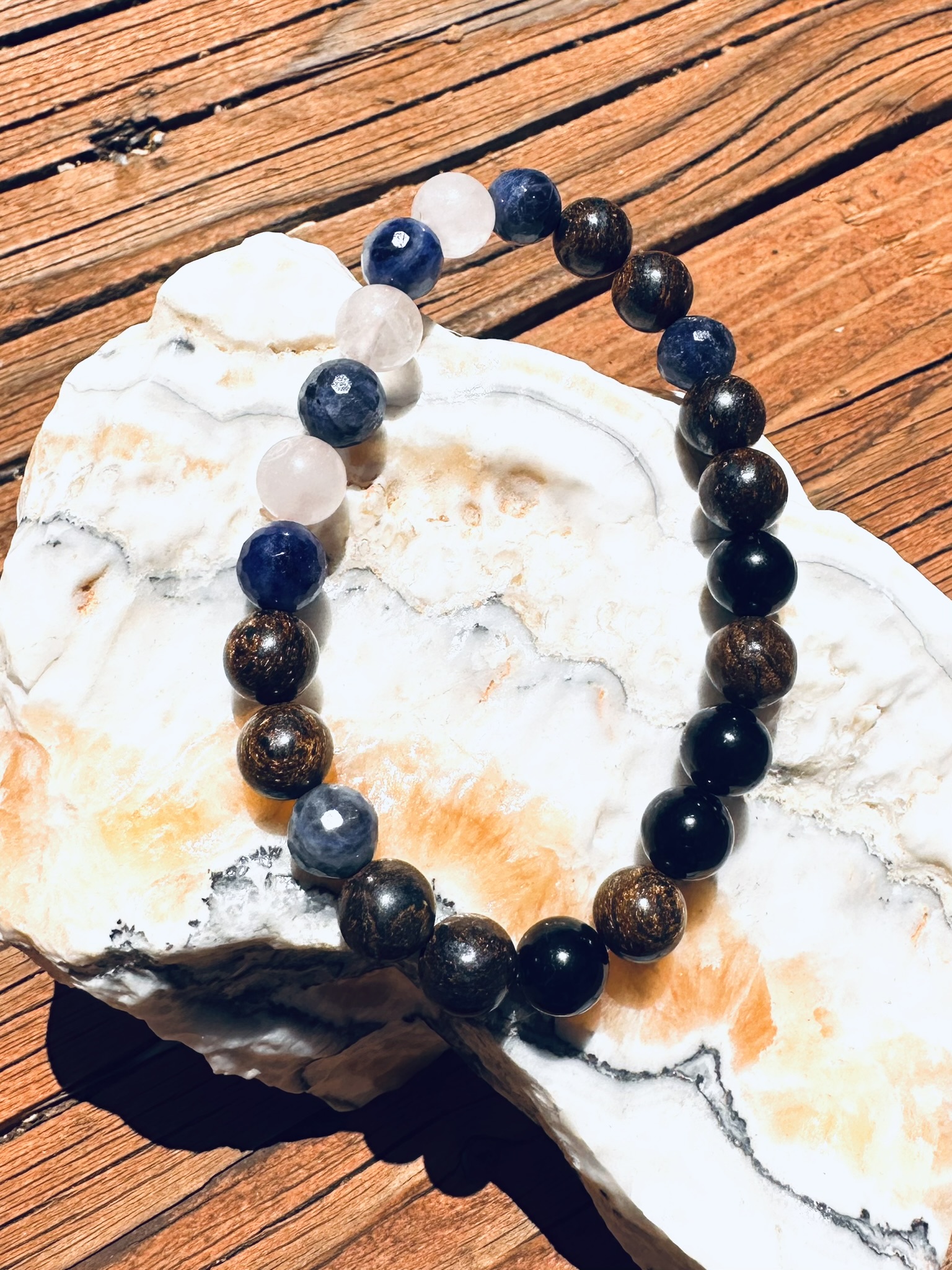 Anger Alchemy Stretch Bracelet | Rose Quartz, Bronzite, Black Tourmaline & Sodalite